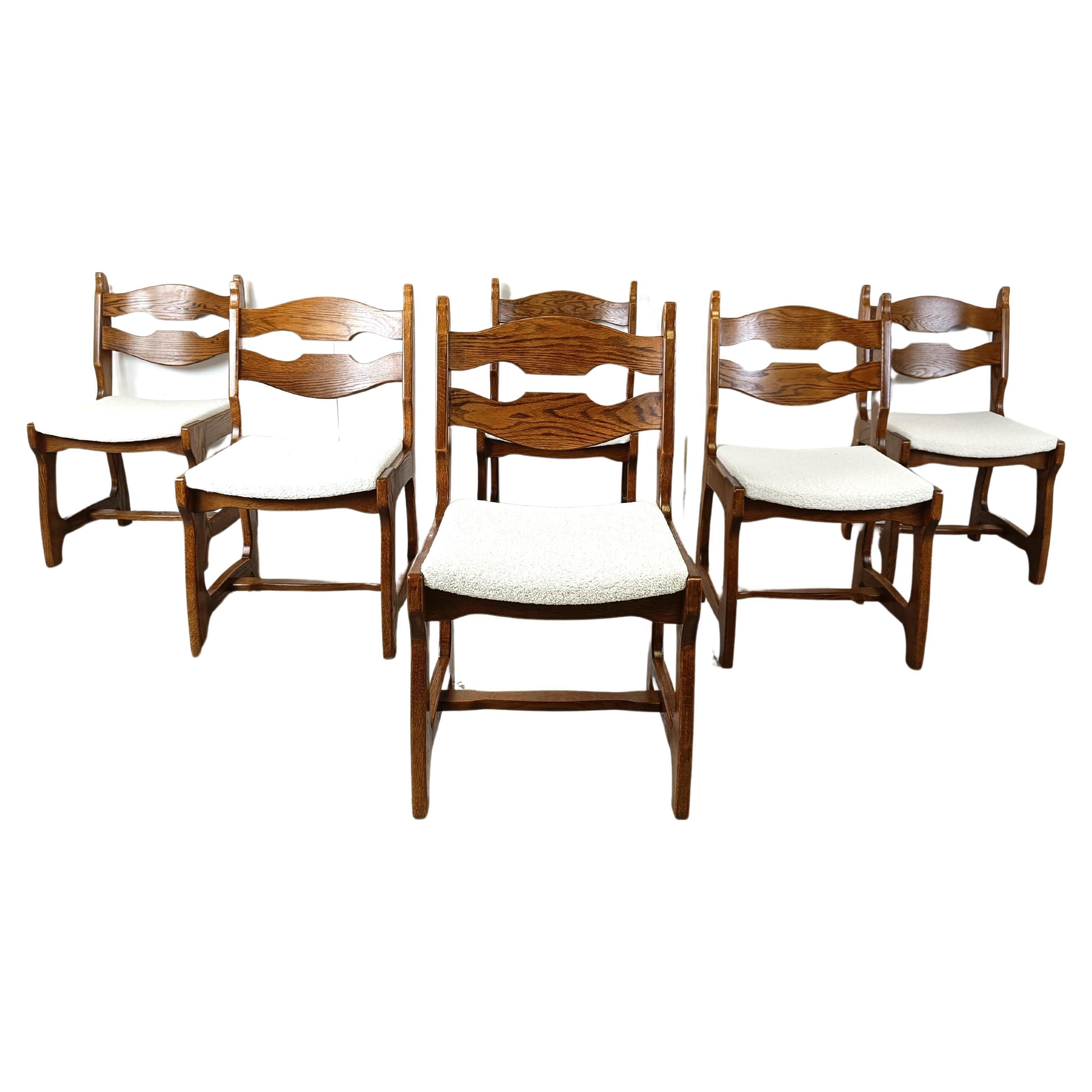 Vintage brutalist dining chairs, set of 6 - 1960s  For Sale