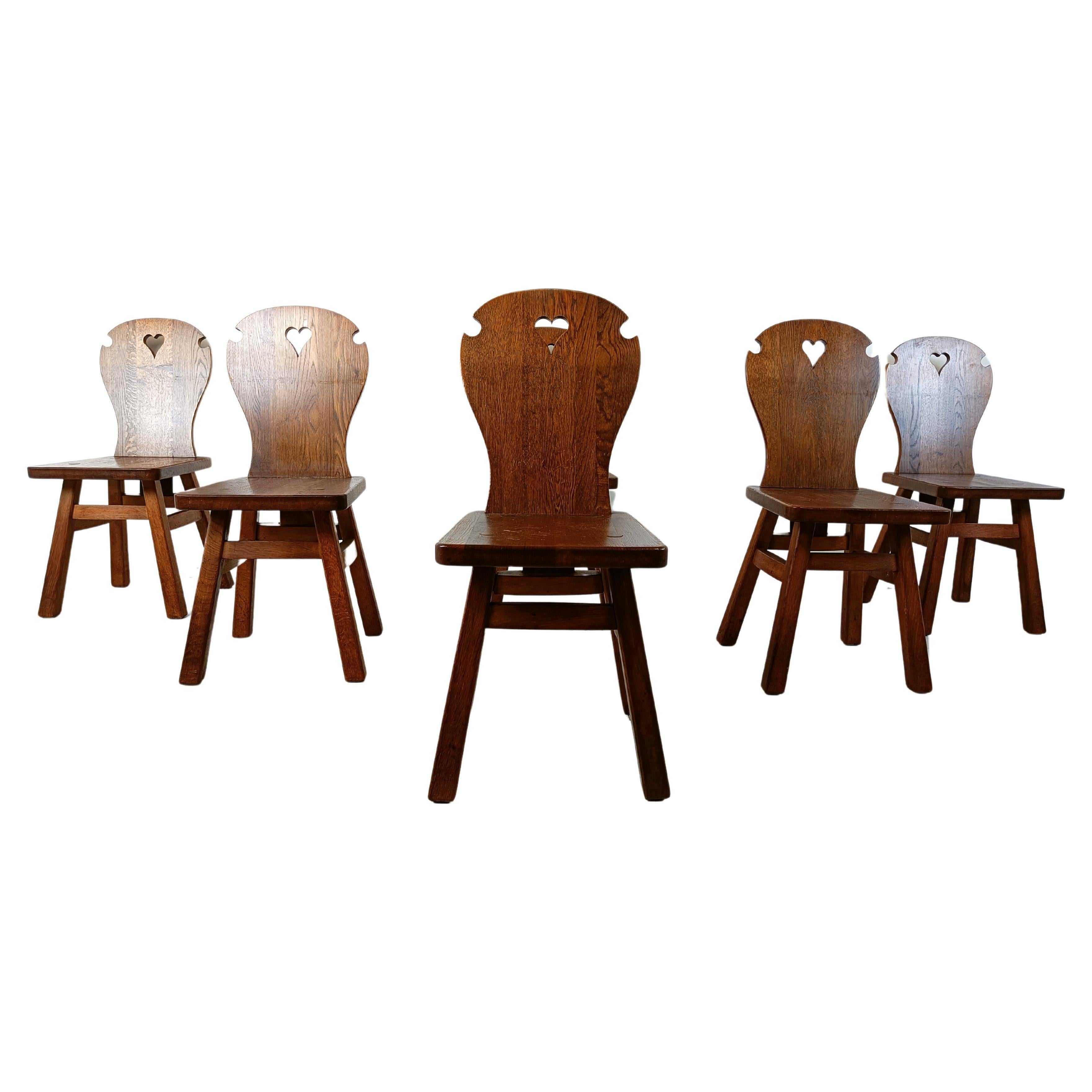 Vintage brutalist dining chairs, set of 6 - 1960s  For Sale