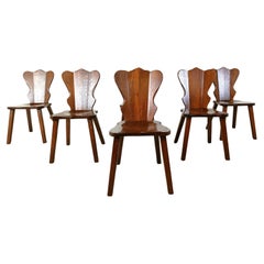 Retro brutalist dining chairs, set of 6 - 1960s