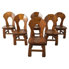 Used brutalist dining chairs, set of 6 - 1960s 