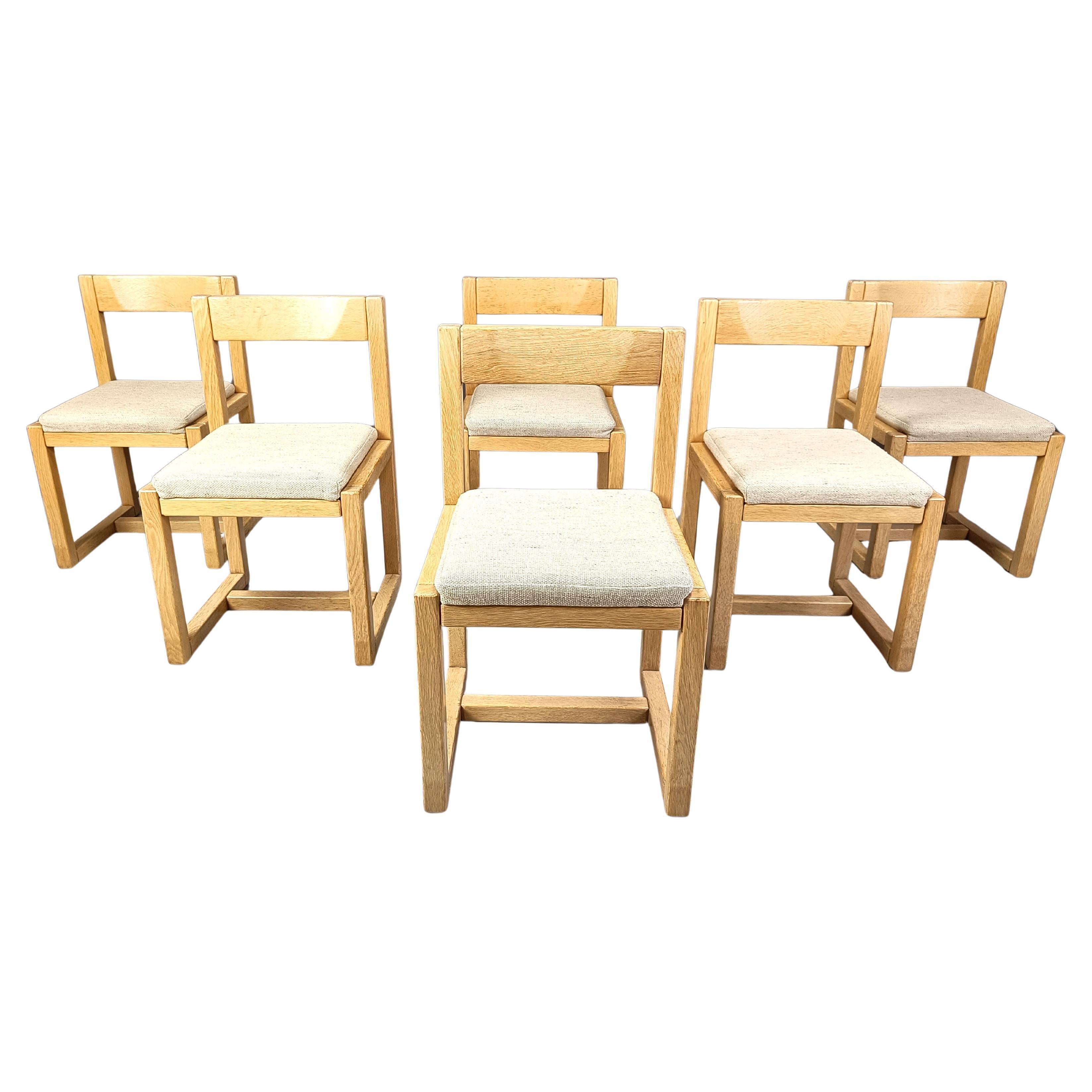 Vintage brutalist dining chairs, set of 6 - 1960s