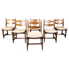 Vintage brutalist dining chairs, set of 6 - 1960s