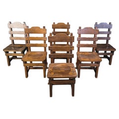 Vintage brutalist dining chairs, set of 6 - 1960s