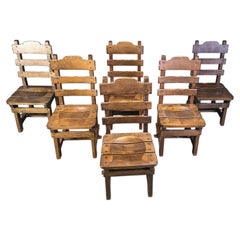 Vintage brutalistische Esszimmerstühle, 6er-Set, 1960er-Jahre