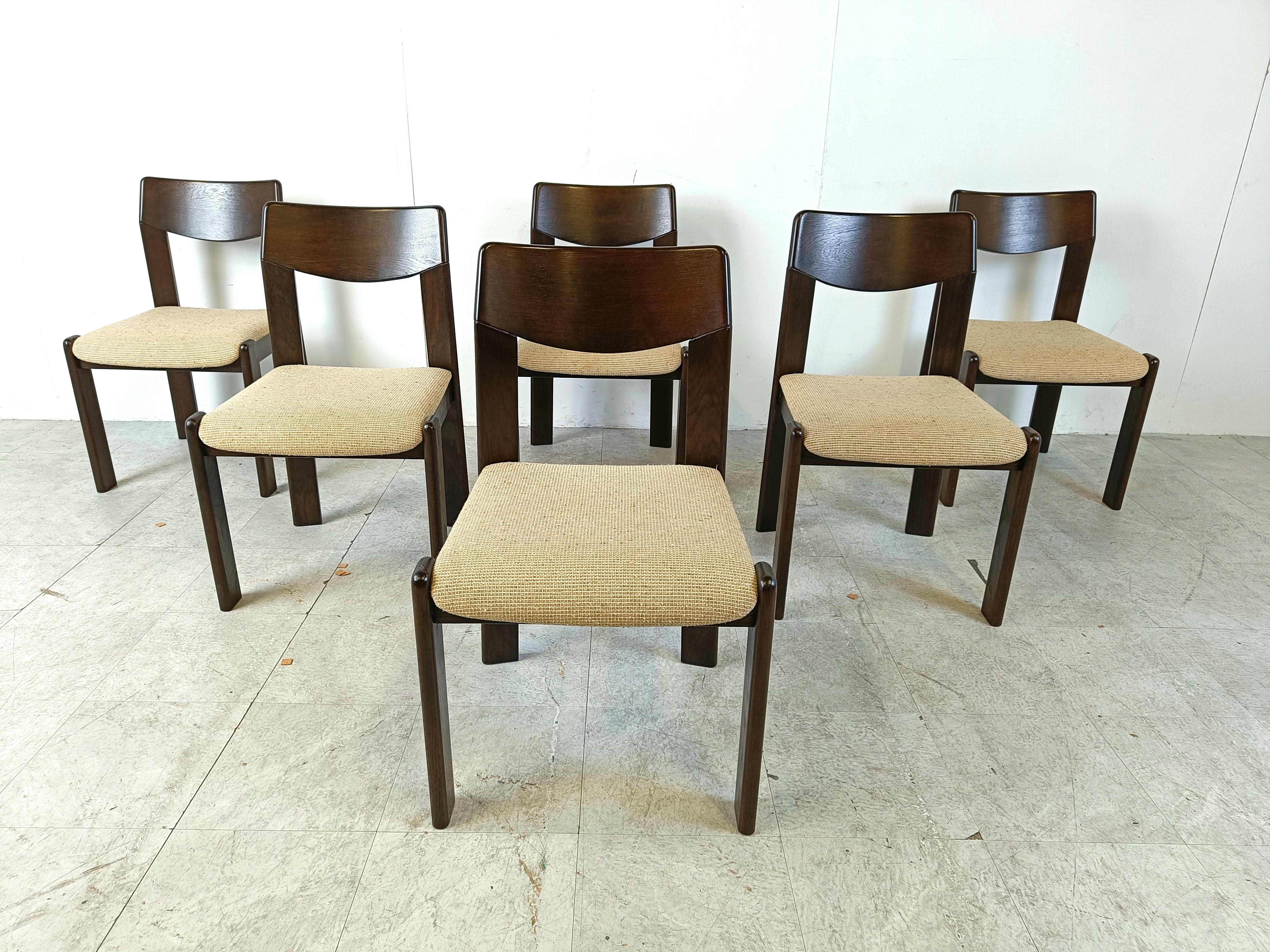 Brutalist Vintage brutalist dining chairs, set of 6 - 1970s For Sale