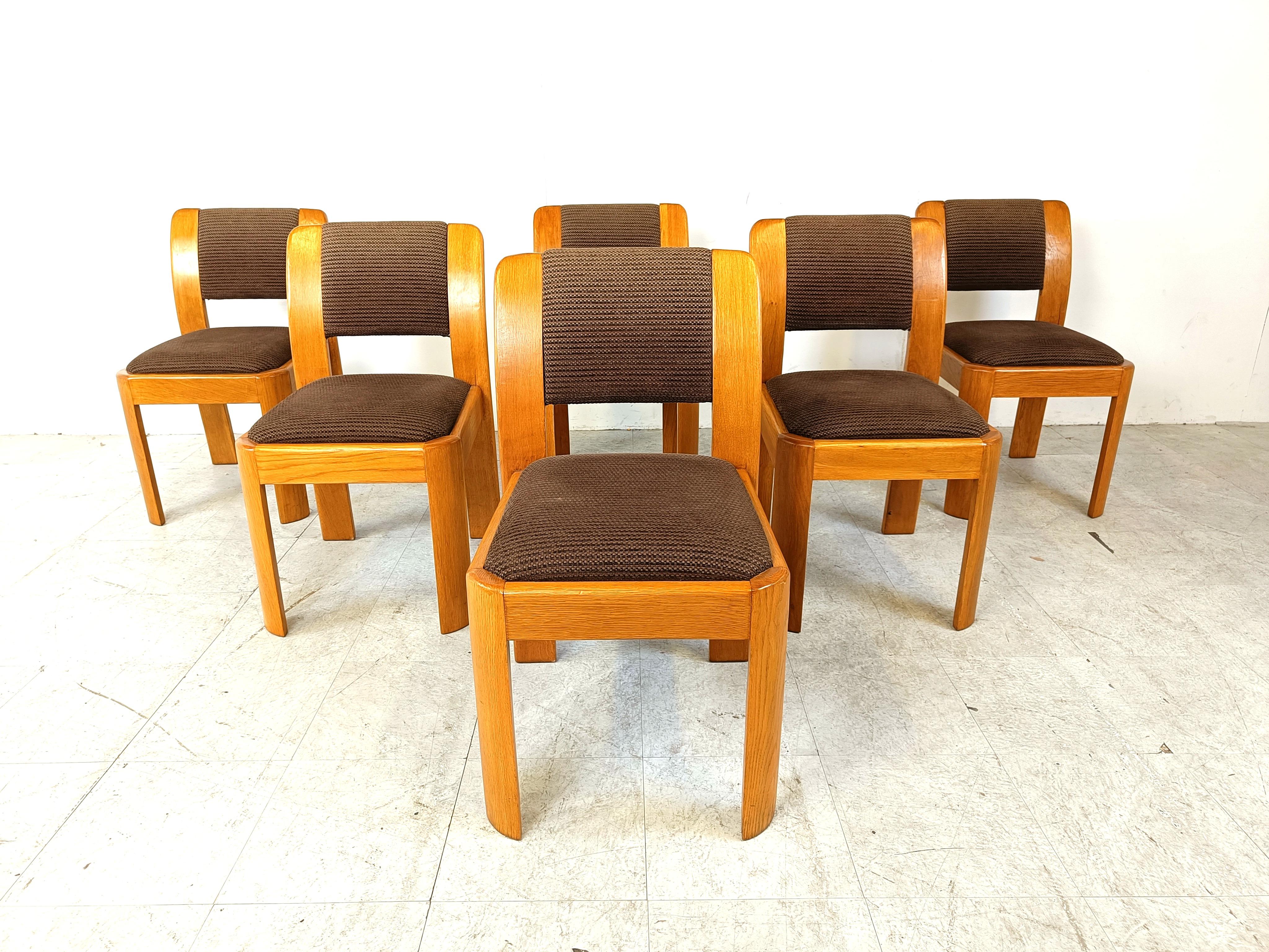 Esszimmerstühle im brutalistischen Stil, 6er-Set, 1970er-Jahre (Brutalismus) im Angebot