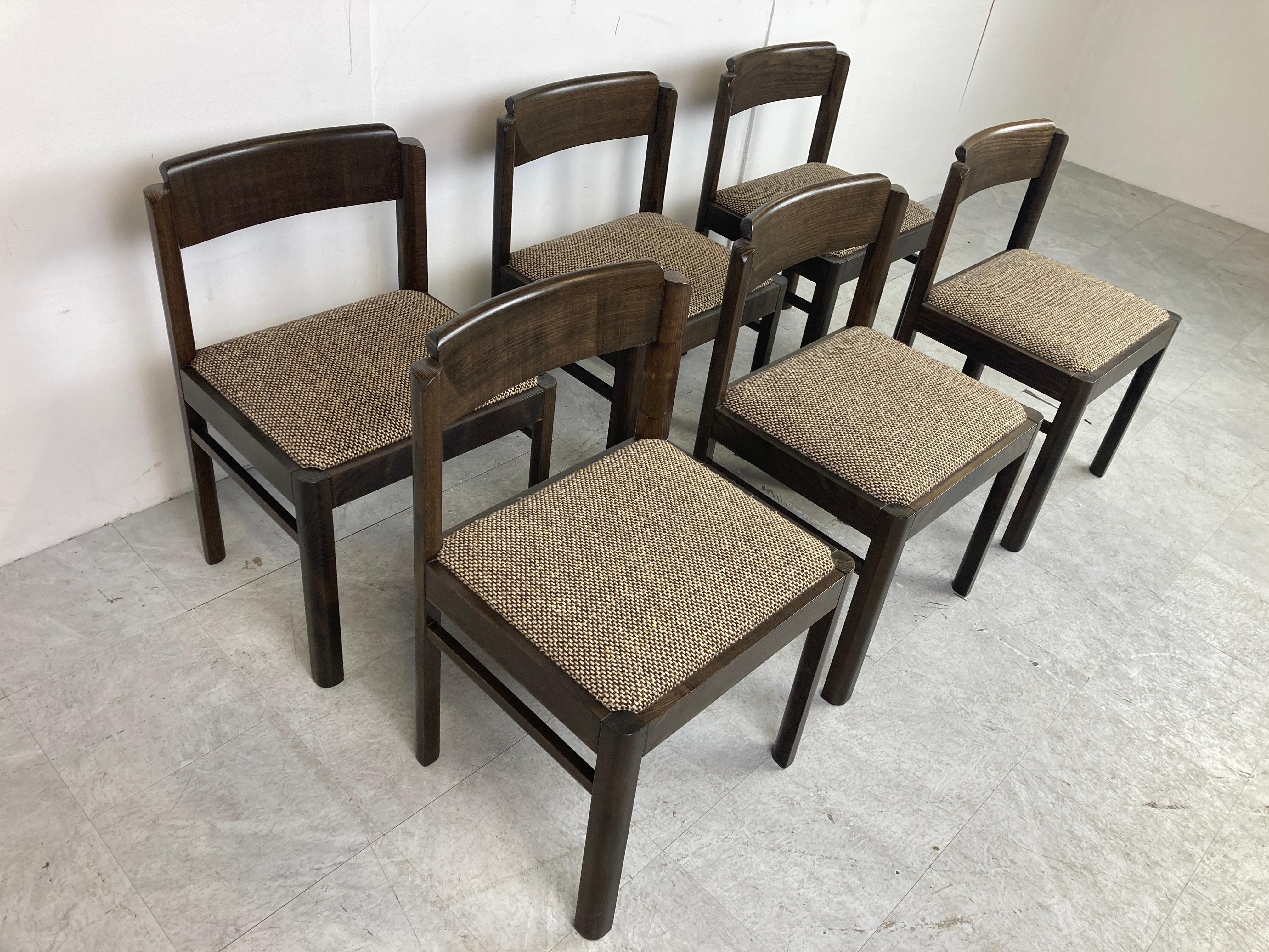 Vintage Brutalist Dining Chairs, Set of 6, 1970s In Good Condition In HEVERLEE, BE