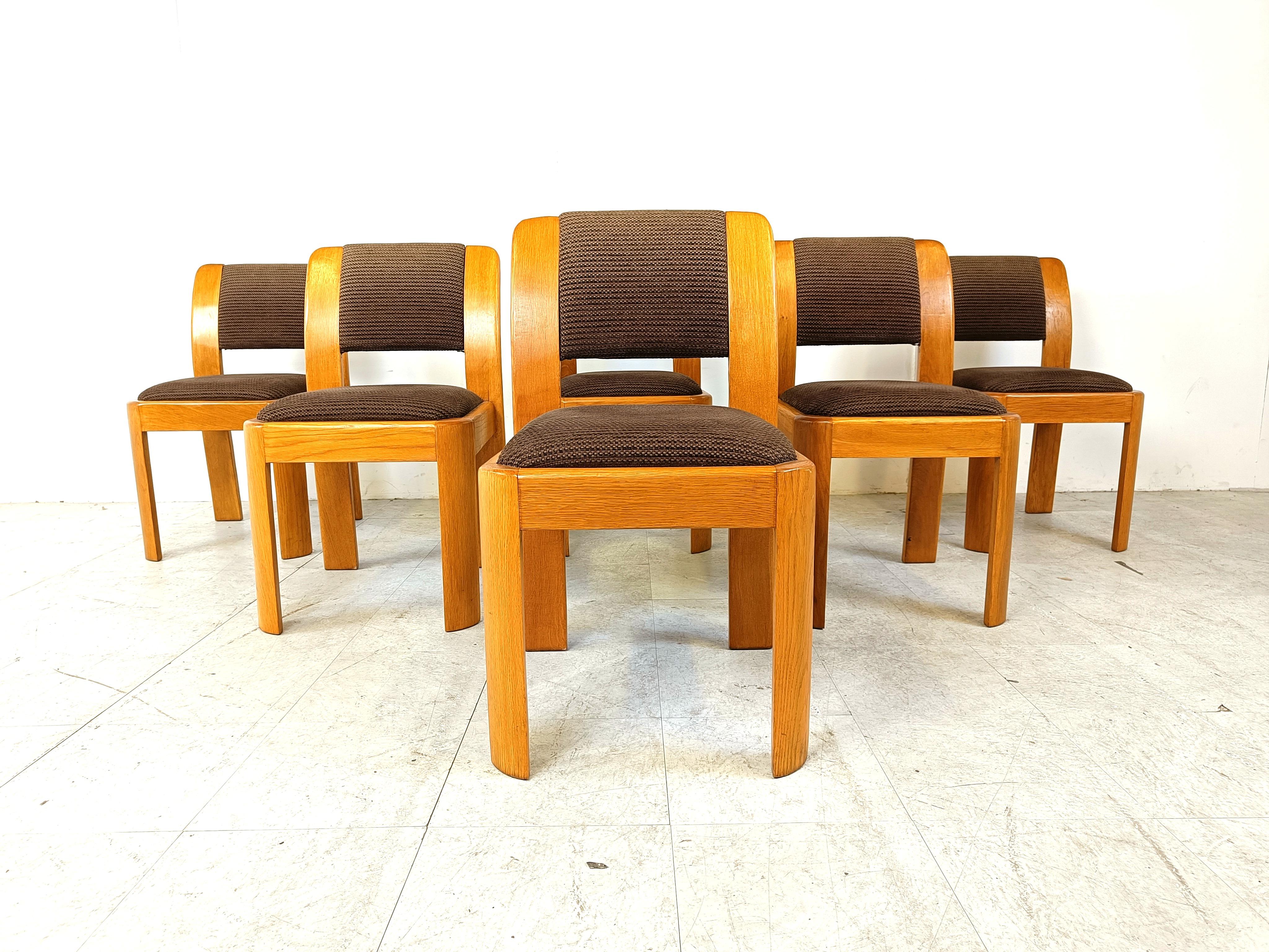 German Vintage brutalist dining chairs, set of 6 - 1970s For Sale
