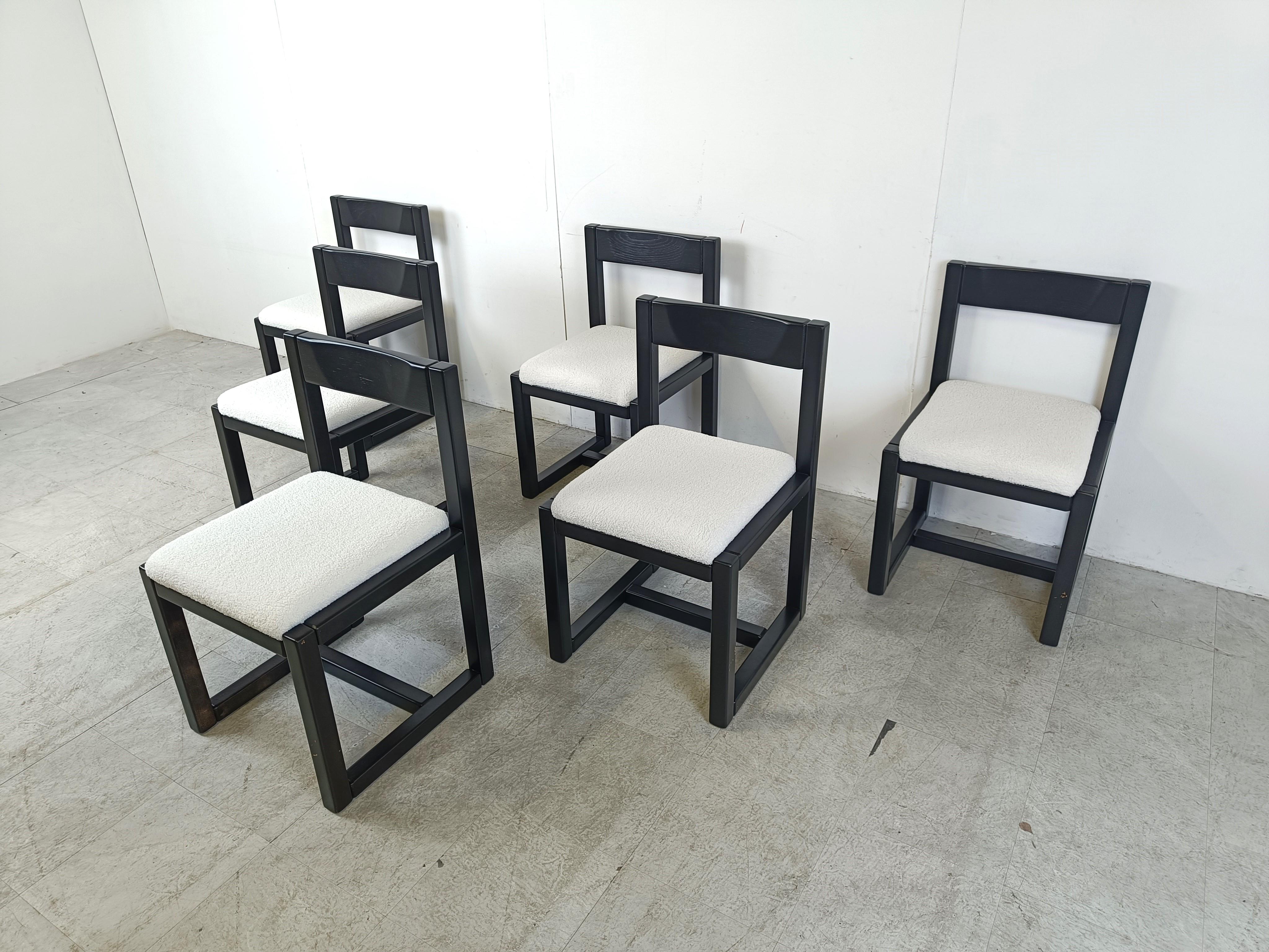 German Vintage brutalist dining chairs, set of 6 - 1970s For Sale