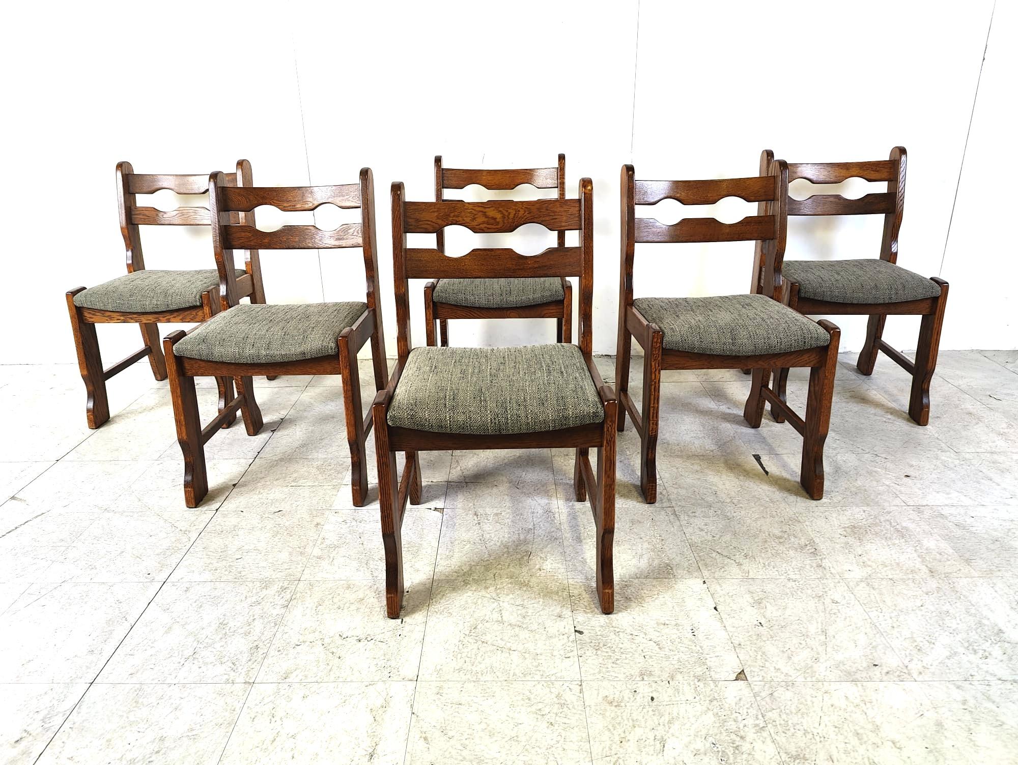 Vintage brutalist dining chairs, set of 6 - 1970s In Good Condition For Sale In HEVERLEE, BE