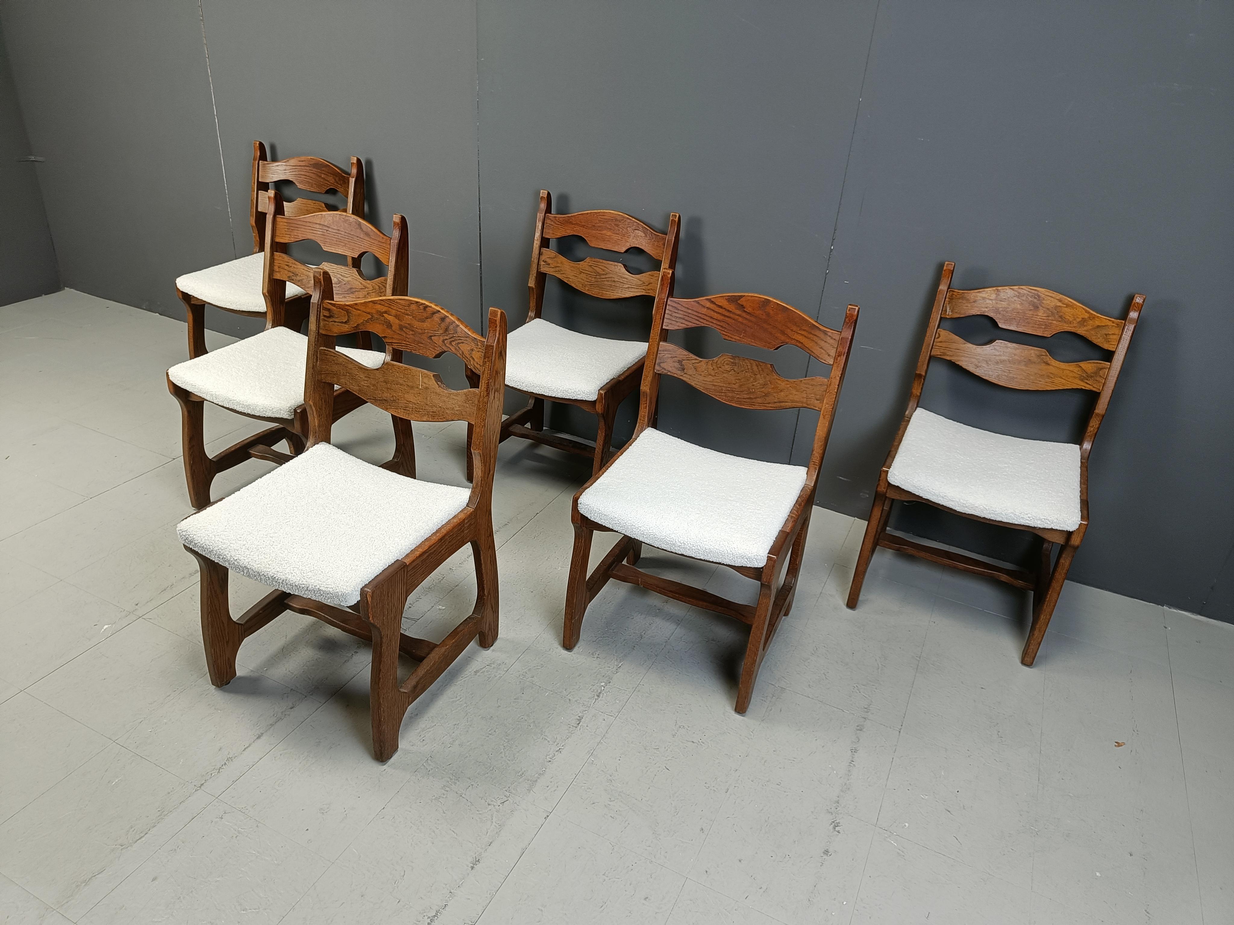 Esszimmerstühle im brutalistischen Stil, 6er-Set, 1970er-Jahre im Zustand „Gut“ im Angebot in Leuven, Vlaams Gewest