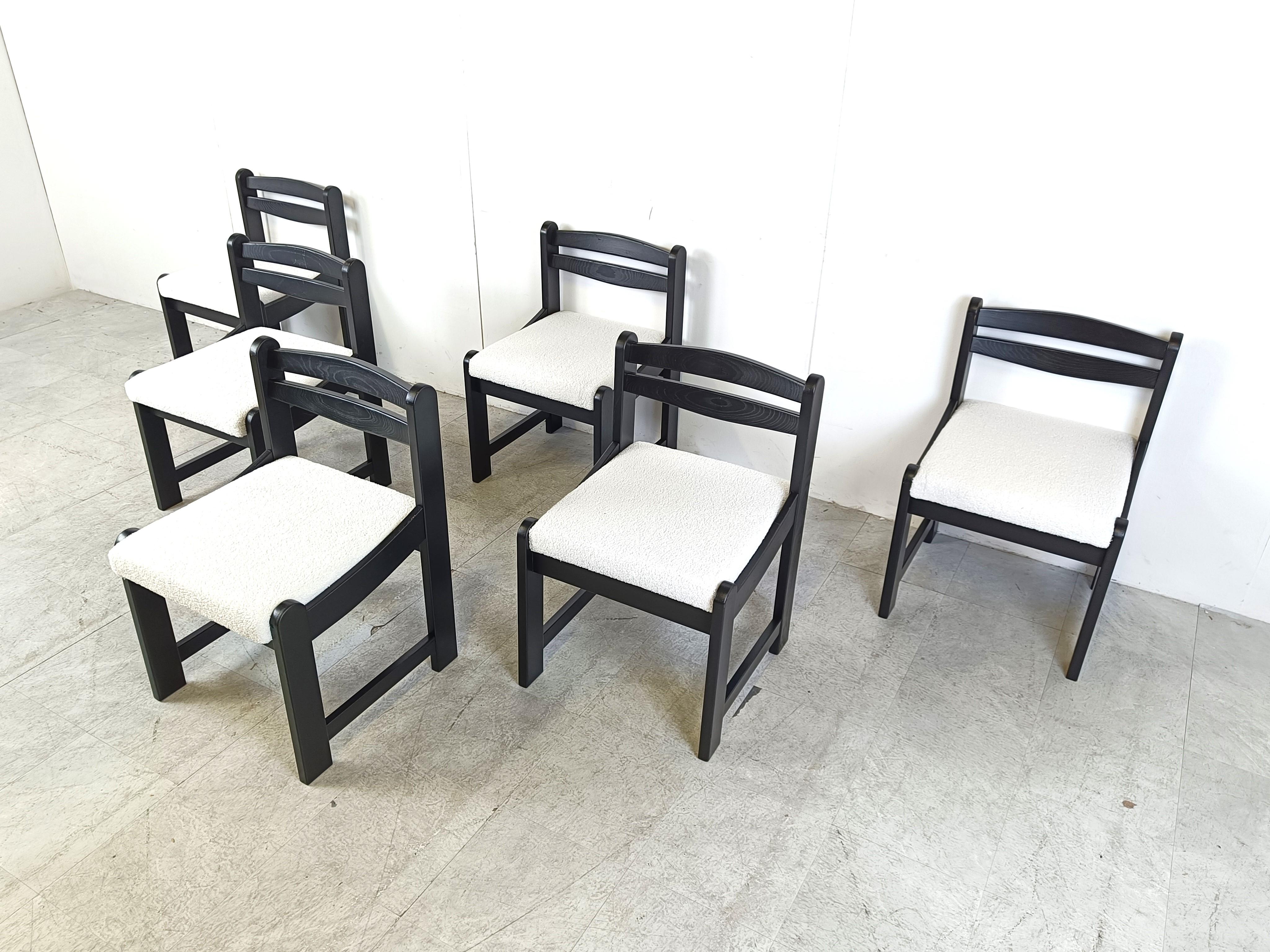 Late 20th Century Vintage brutalist dining chairs, set of 6 - 1970s For Sale