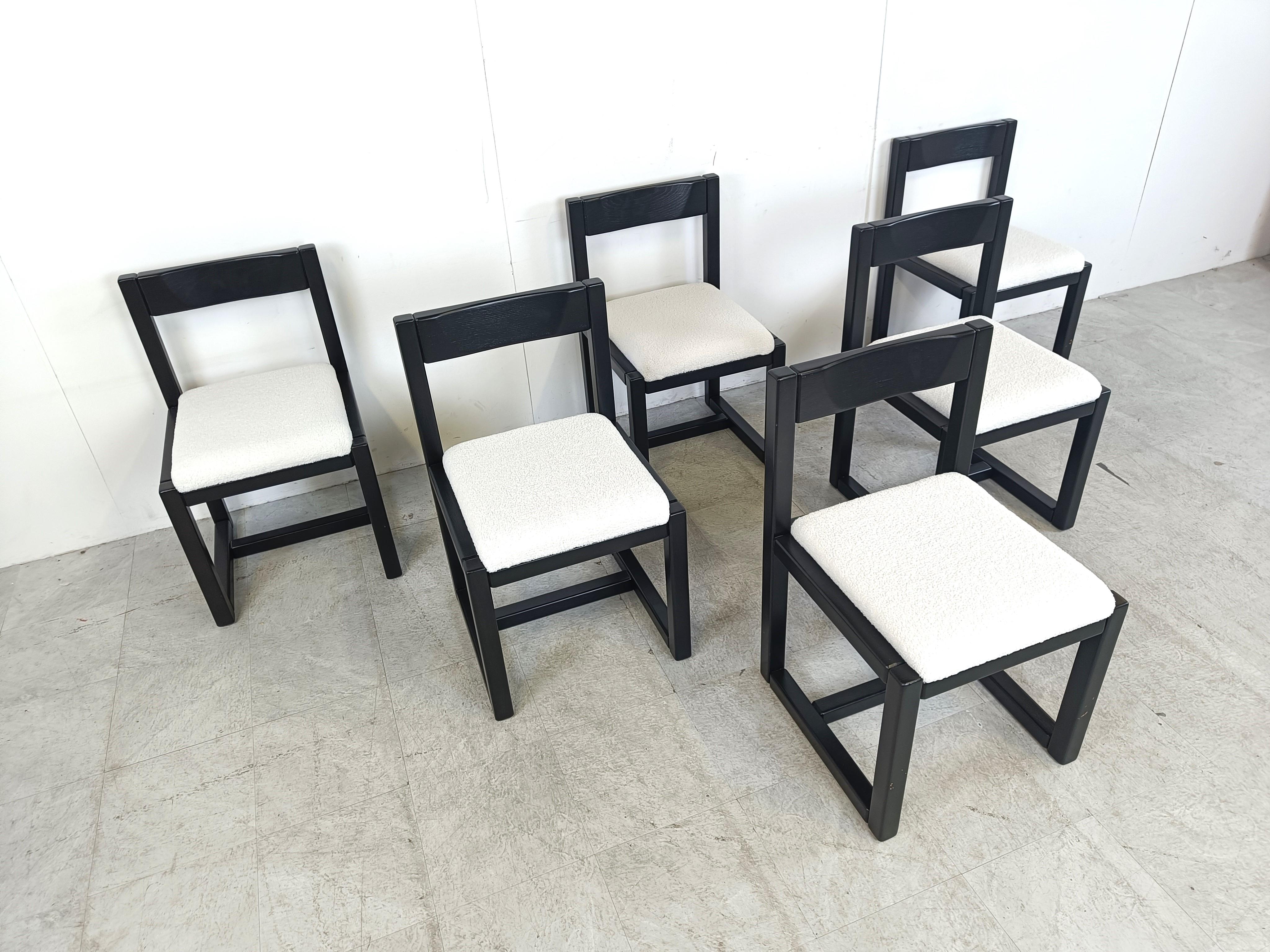 Fin du 20e siècle Chaises de salle à manger vintage brutaliste, ensemble de 6 - 1970 en vente