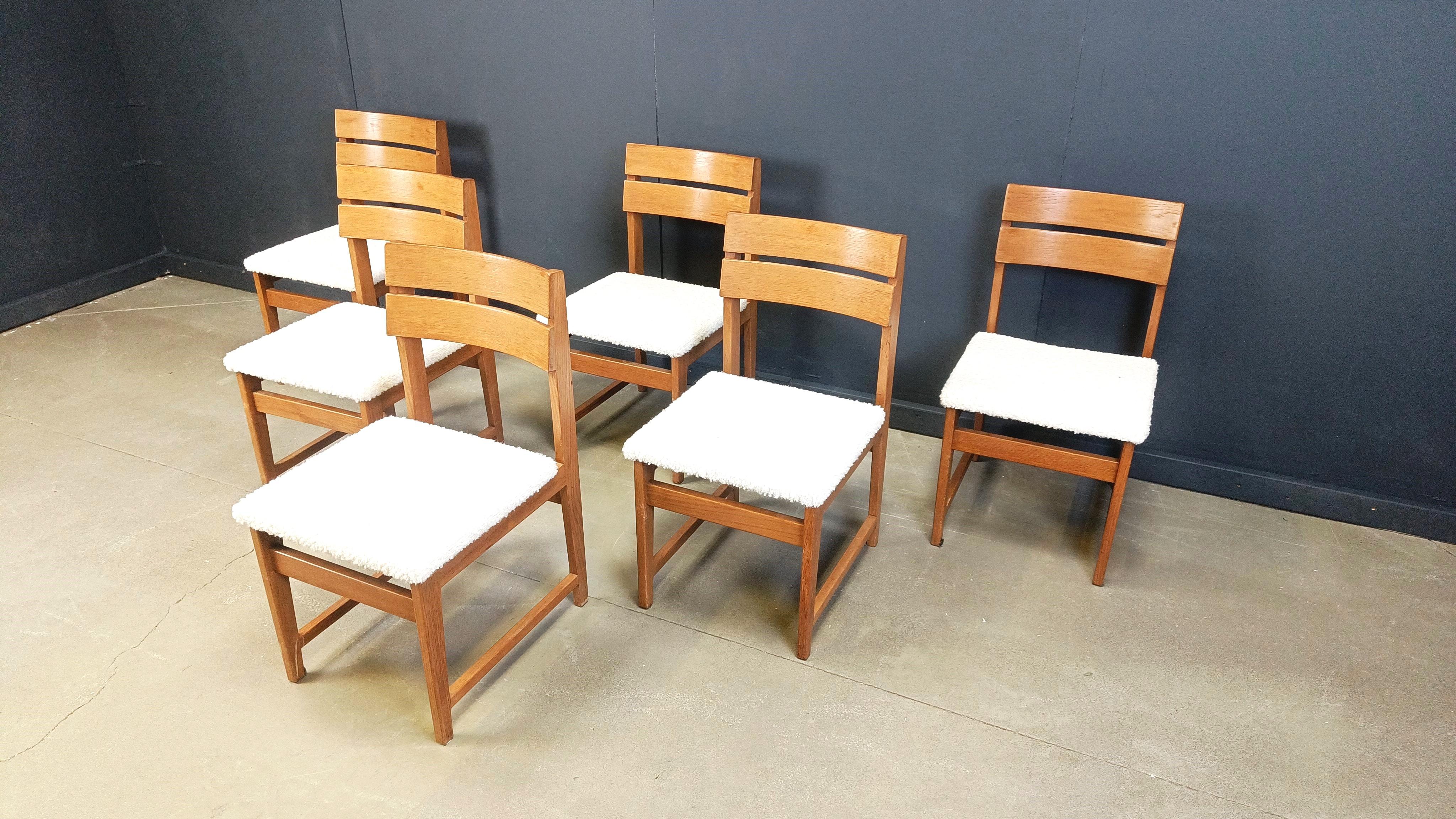 Esszimmerstühle im brutalistischen Stil, 6er-Set, 1970er-Jahre (Ende des 20. Jahrhunderts) im Angebot