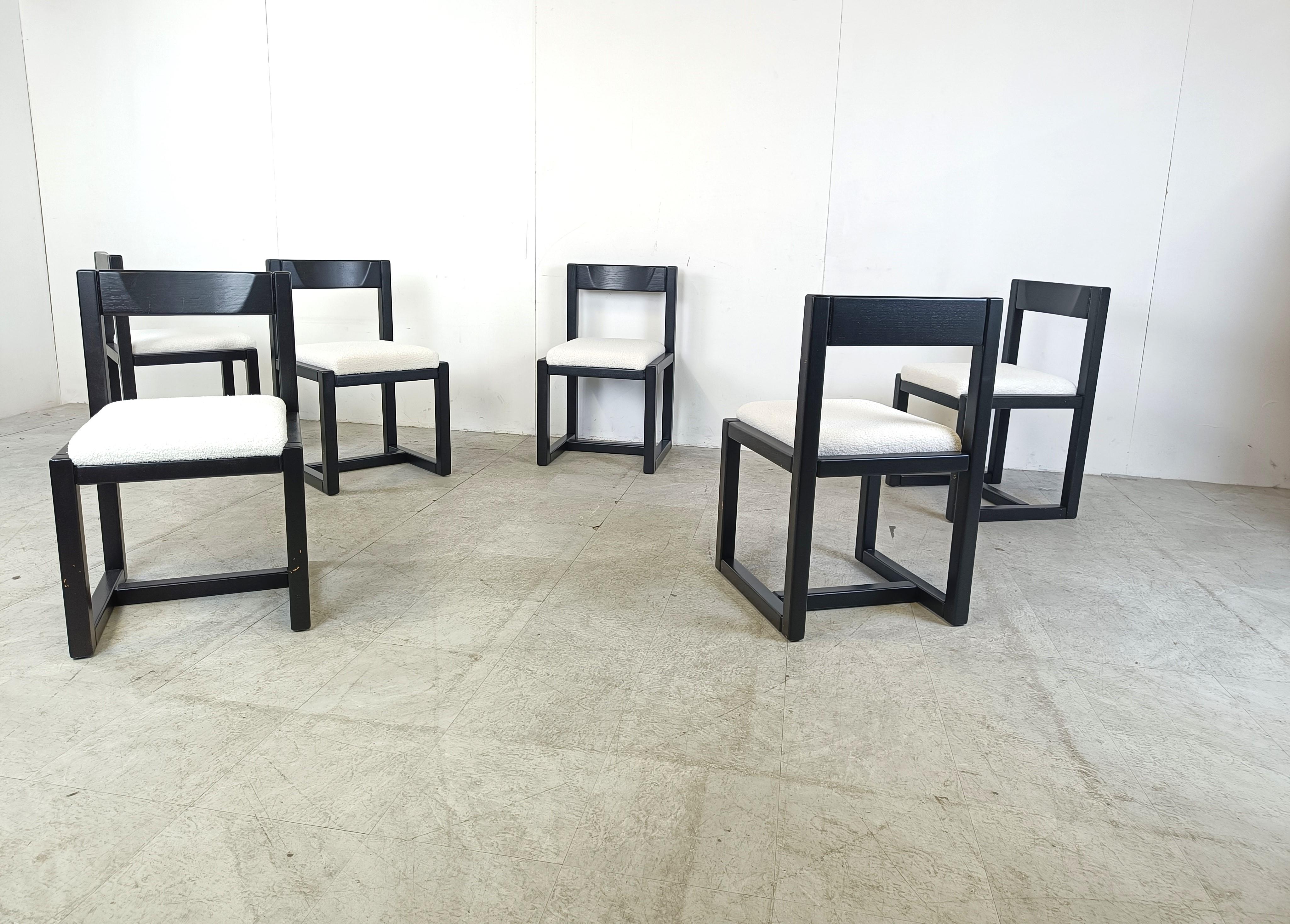Late 20th Century Vintage brutalist dining chairs, set of 6 - 1970s For Sale