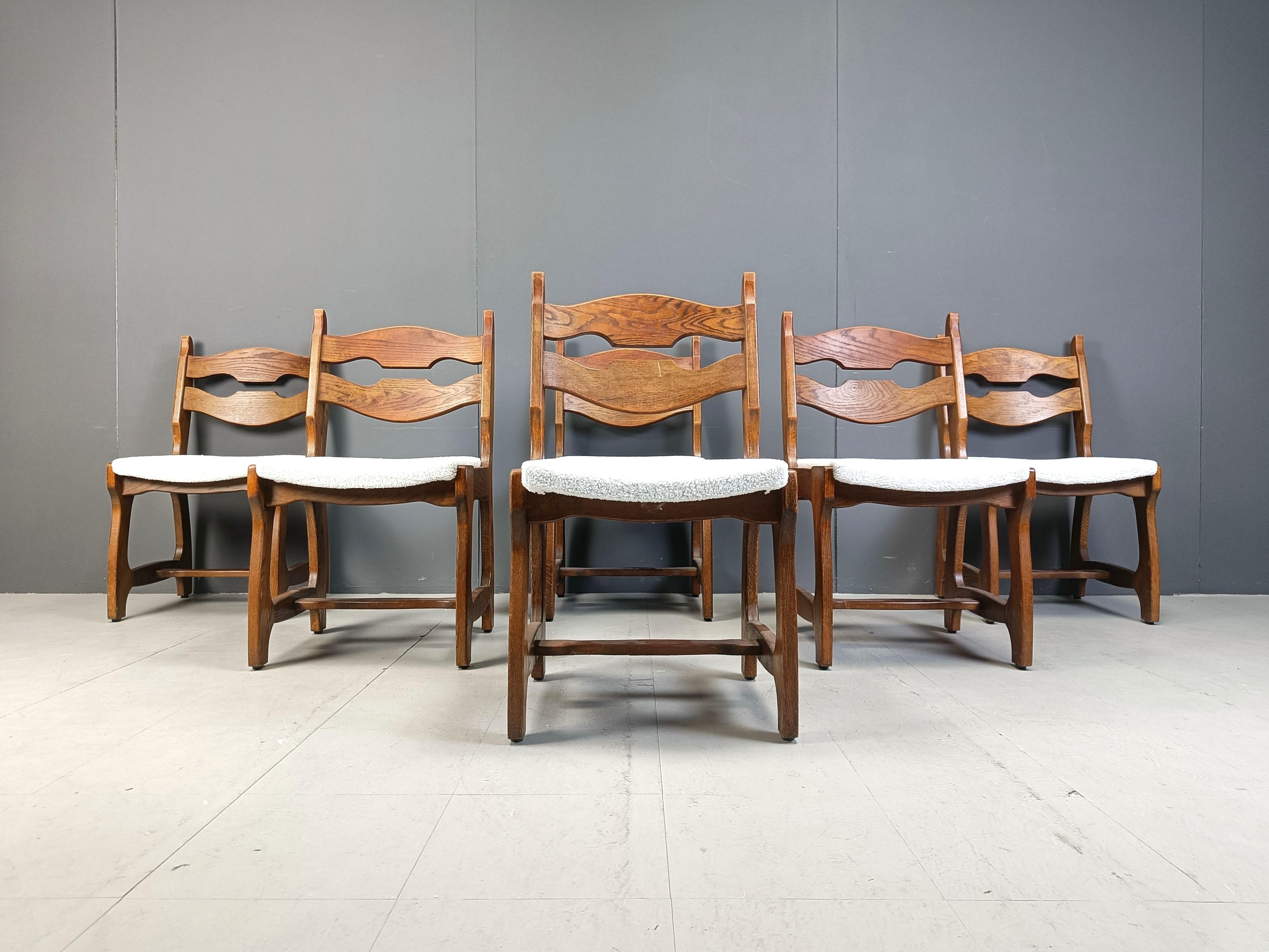 Esszimmerstühle im brutalistischen Stil, 6er-Set, 1970er-Jahre (Bouclé) im Angebot