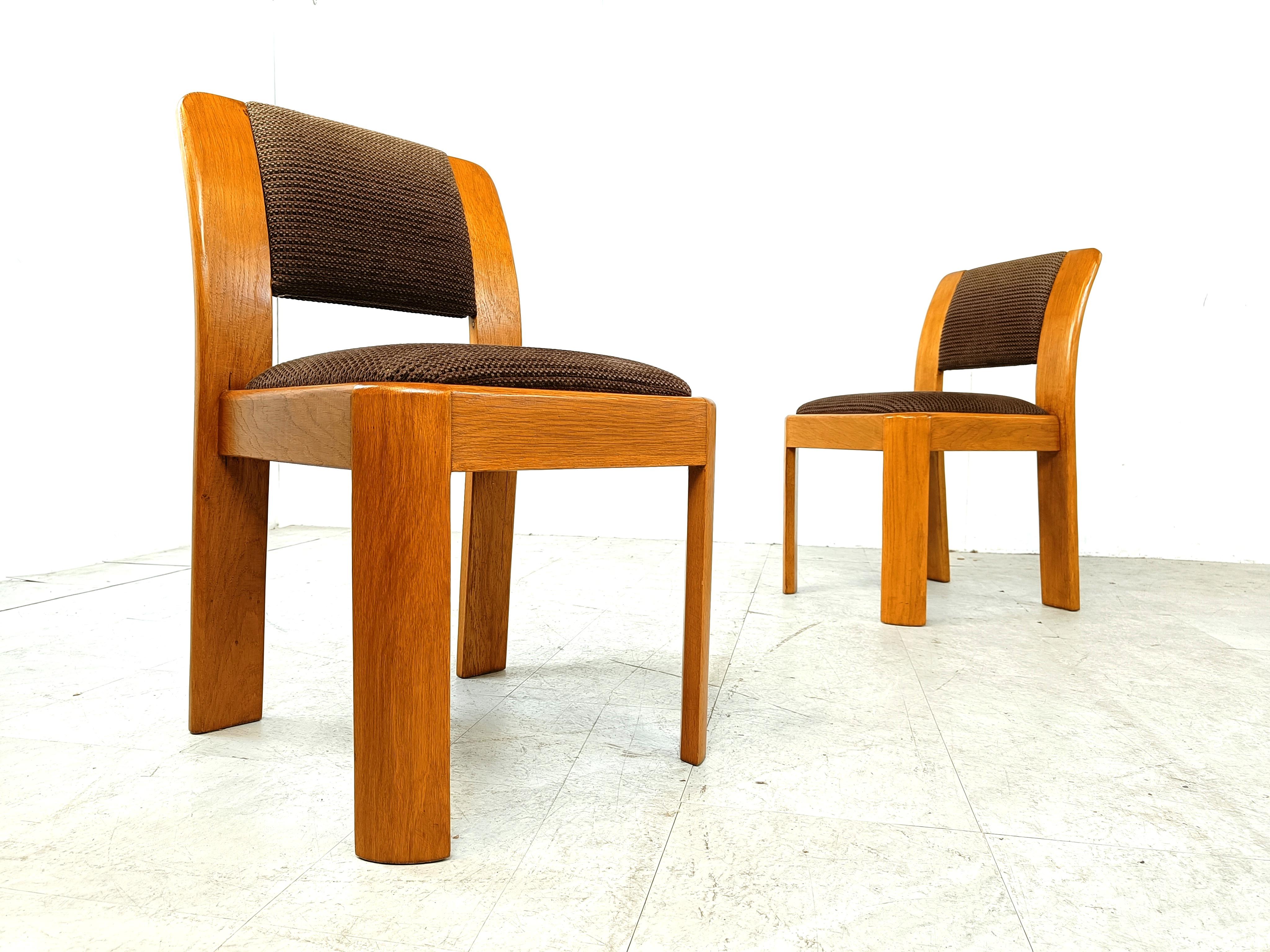 Vintage brutalist dining chairs, set of 6 - 1970s For Sale 1