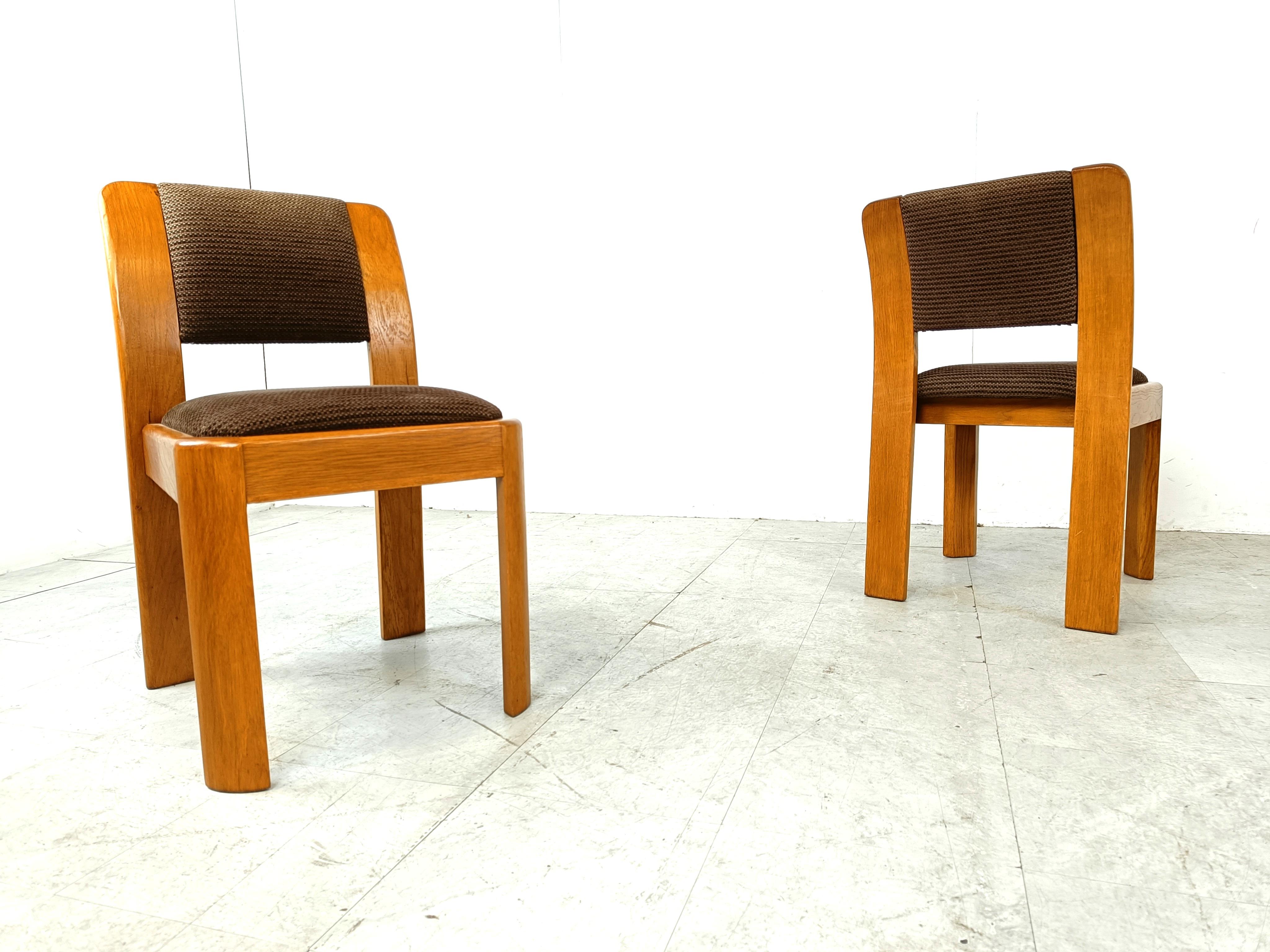 Vintage brutalist dining chairs, set of 6 - 1970s For Sale 2