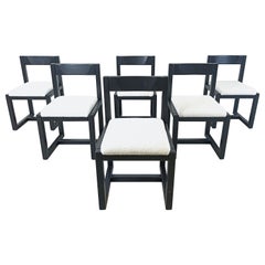 Vintage brutalist dining chairs, set of 6 - 1970s