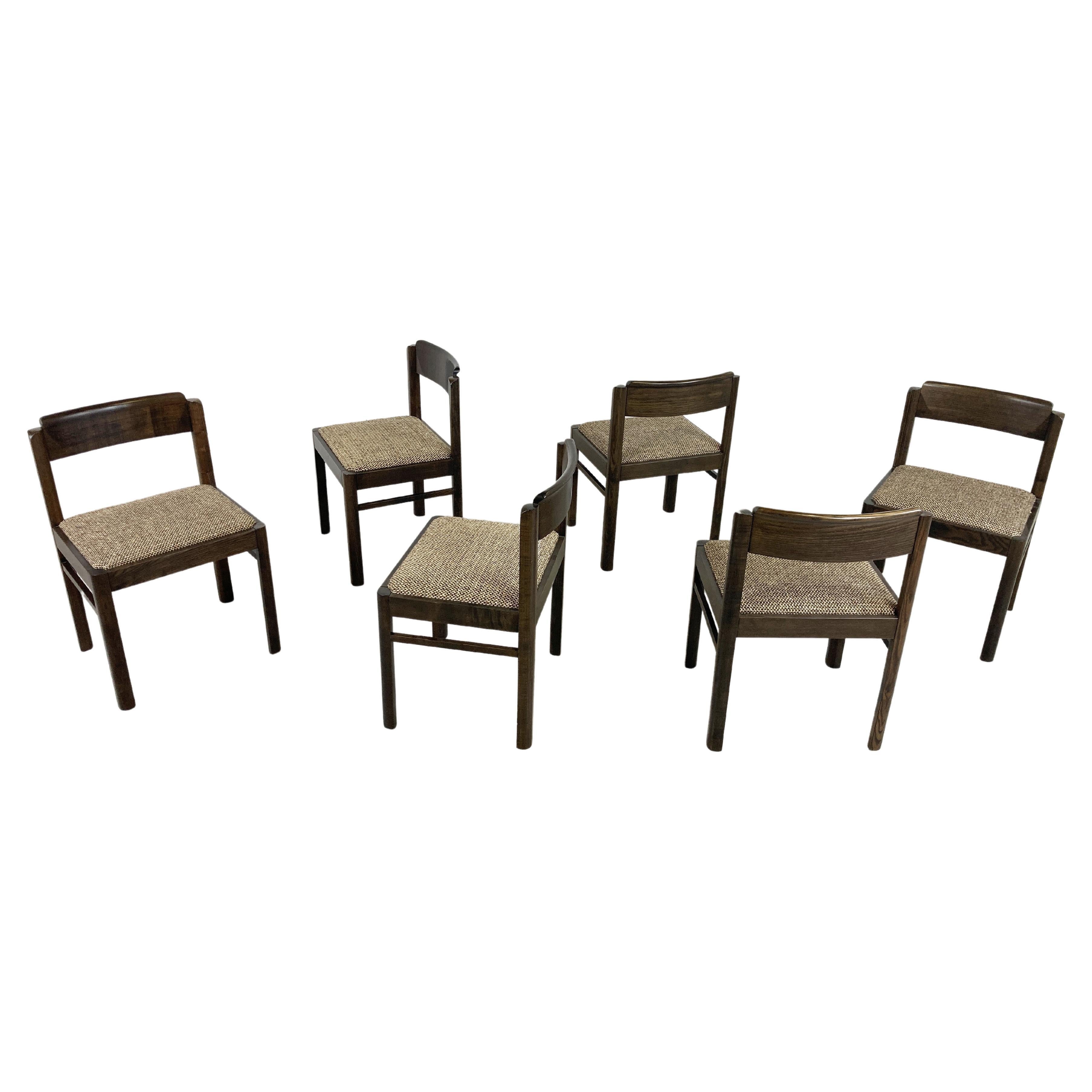 Vintage Brutalist Dining Chairs, Set of 6, 1970s