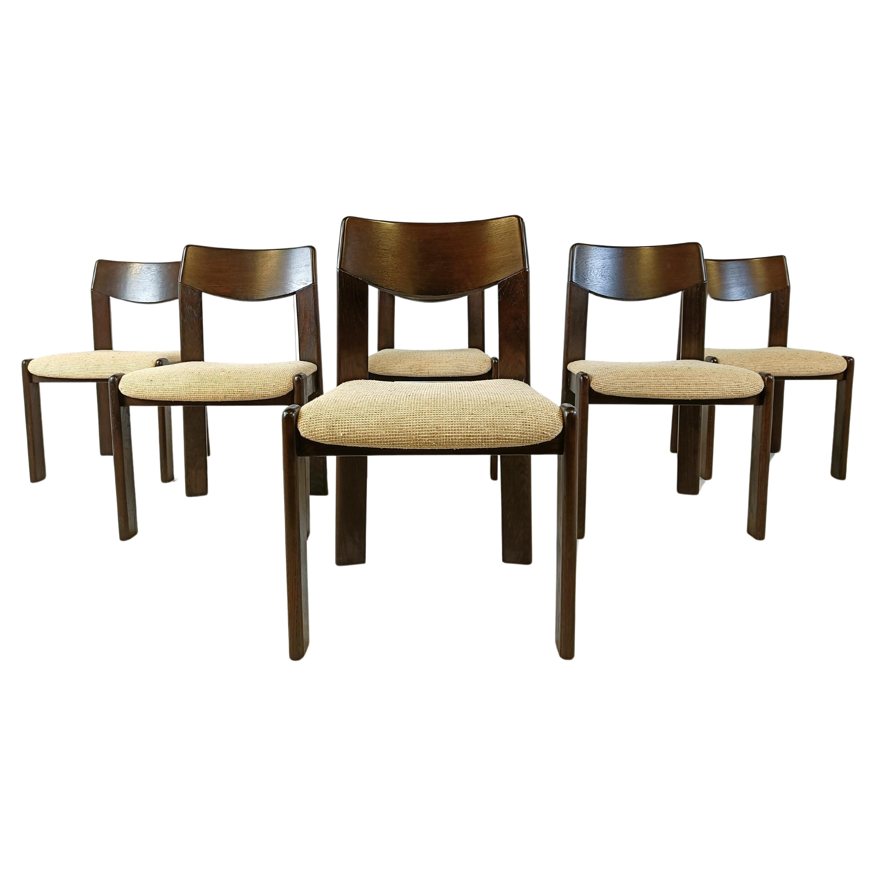 Vintage brutalist dining chairs, set of 6 - 1970s For Sale
