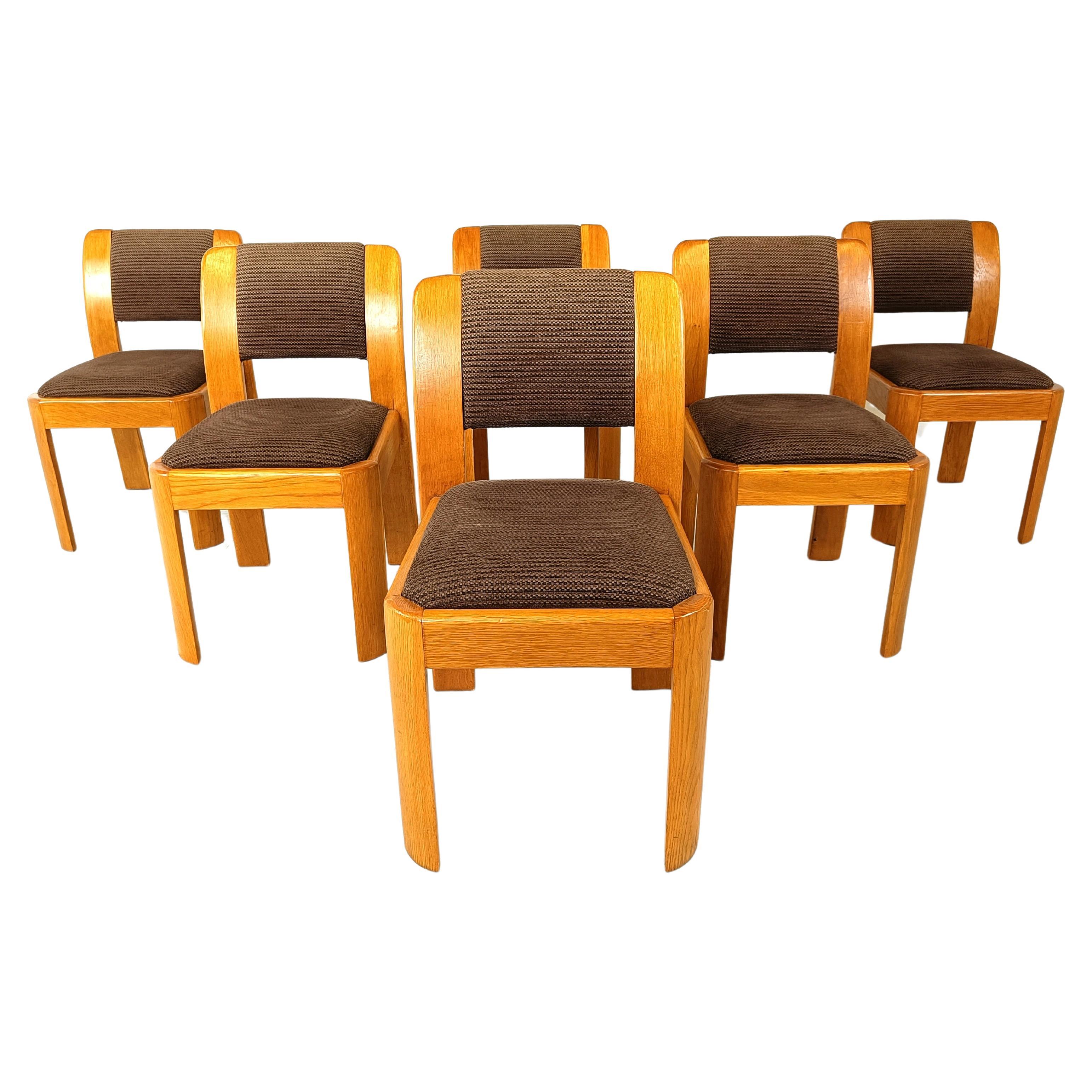 Vintage brutalist dining chairs, set of 6 - 1970s For Sale