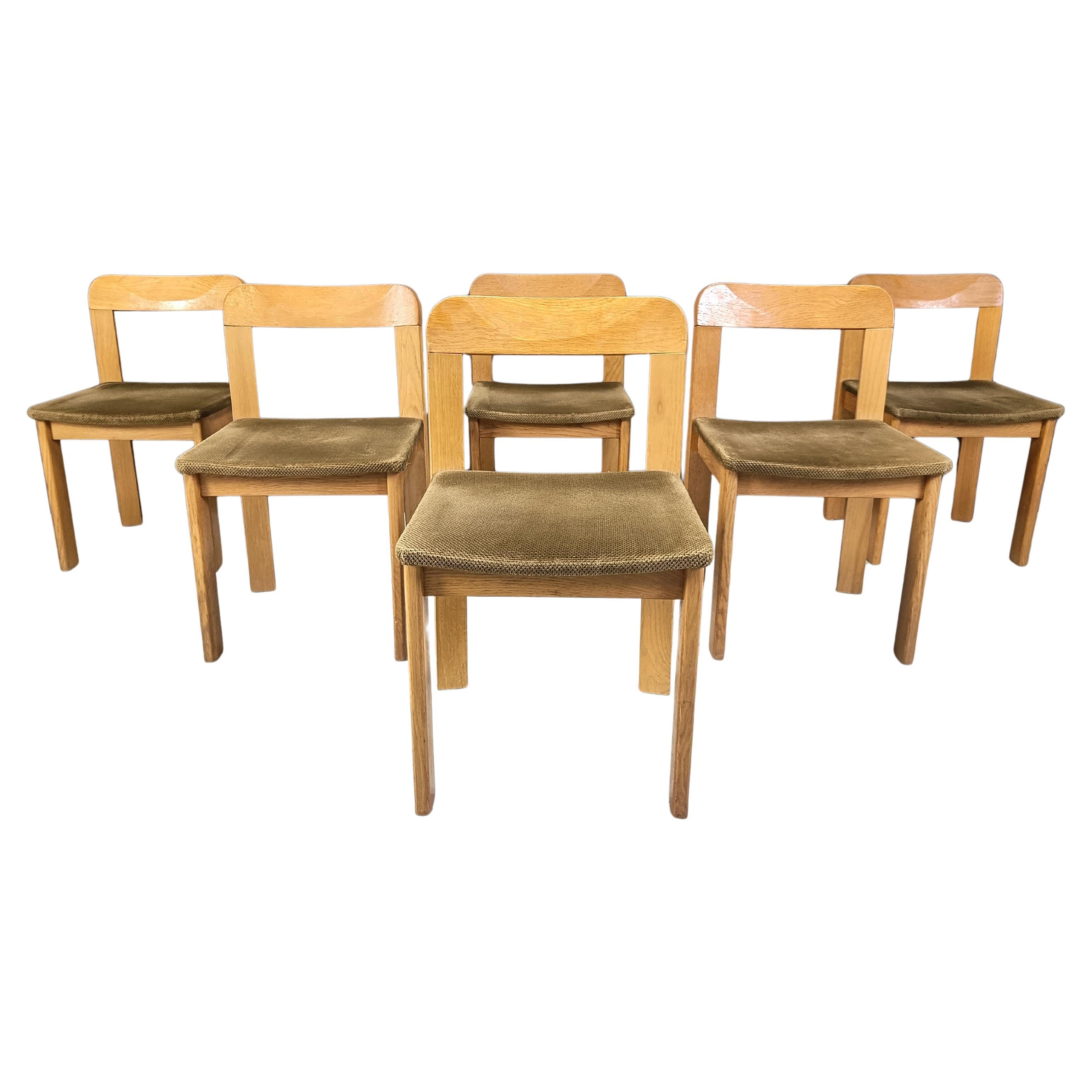 Vintage brutalist dining chairs, set of 6 - 1970s