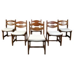 Vintage brutalist dining chairs, set of 6 - 1970s