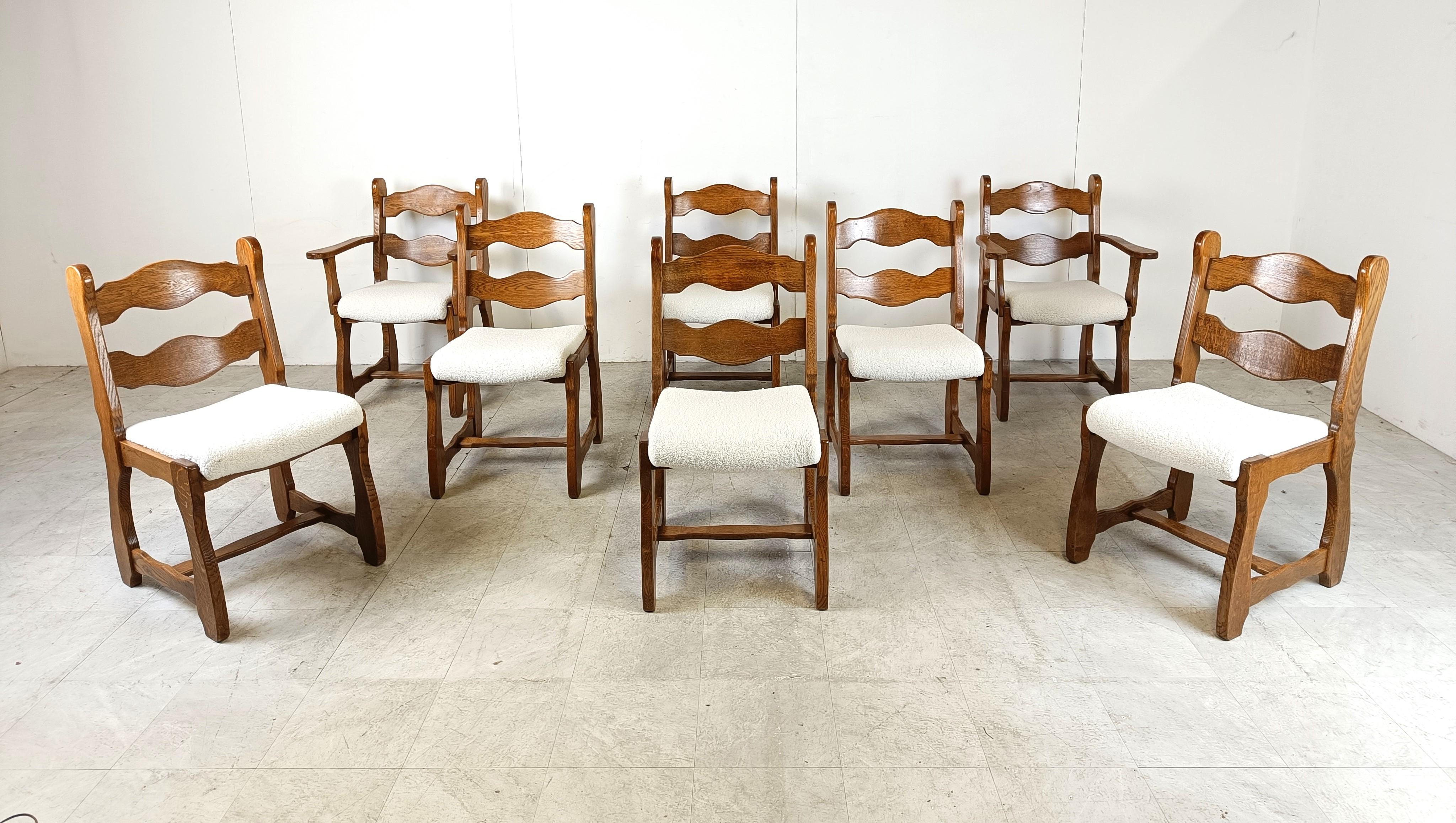 Brutalist Vintage brutalist dining chairs, set of 8 - 1960s