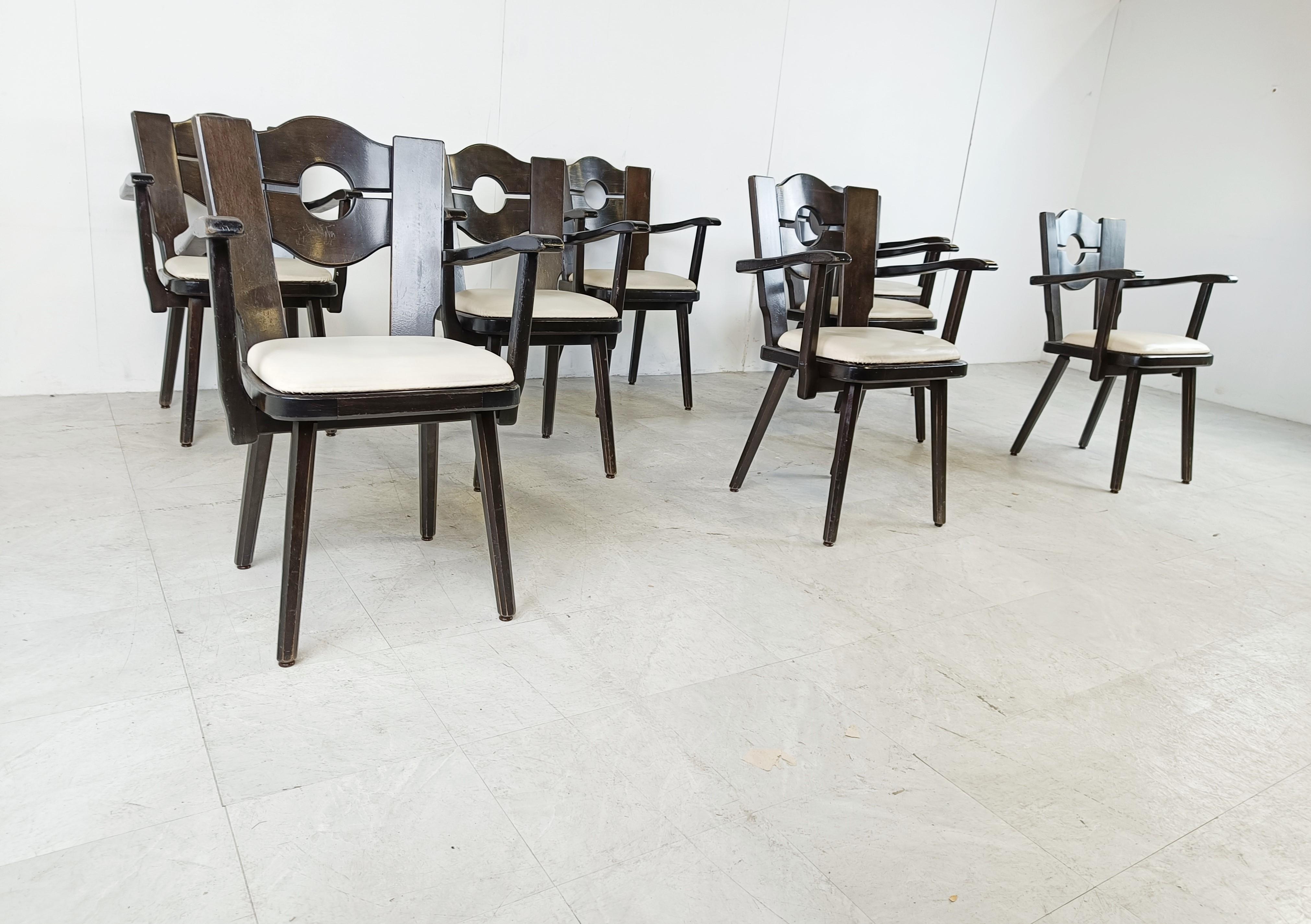 Vintage Brutalist Dining Chairs, Set of 8, 1960s In Good Condition For Sale In HEVERLEE, BE