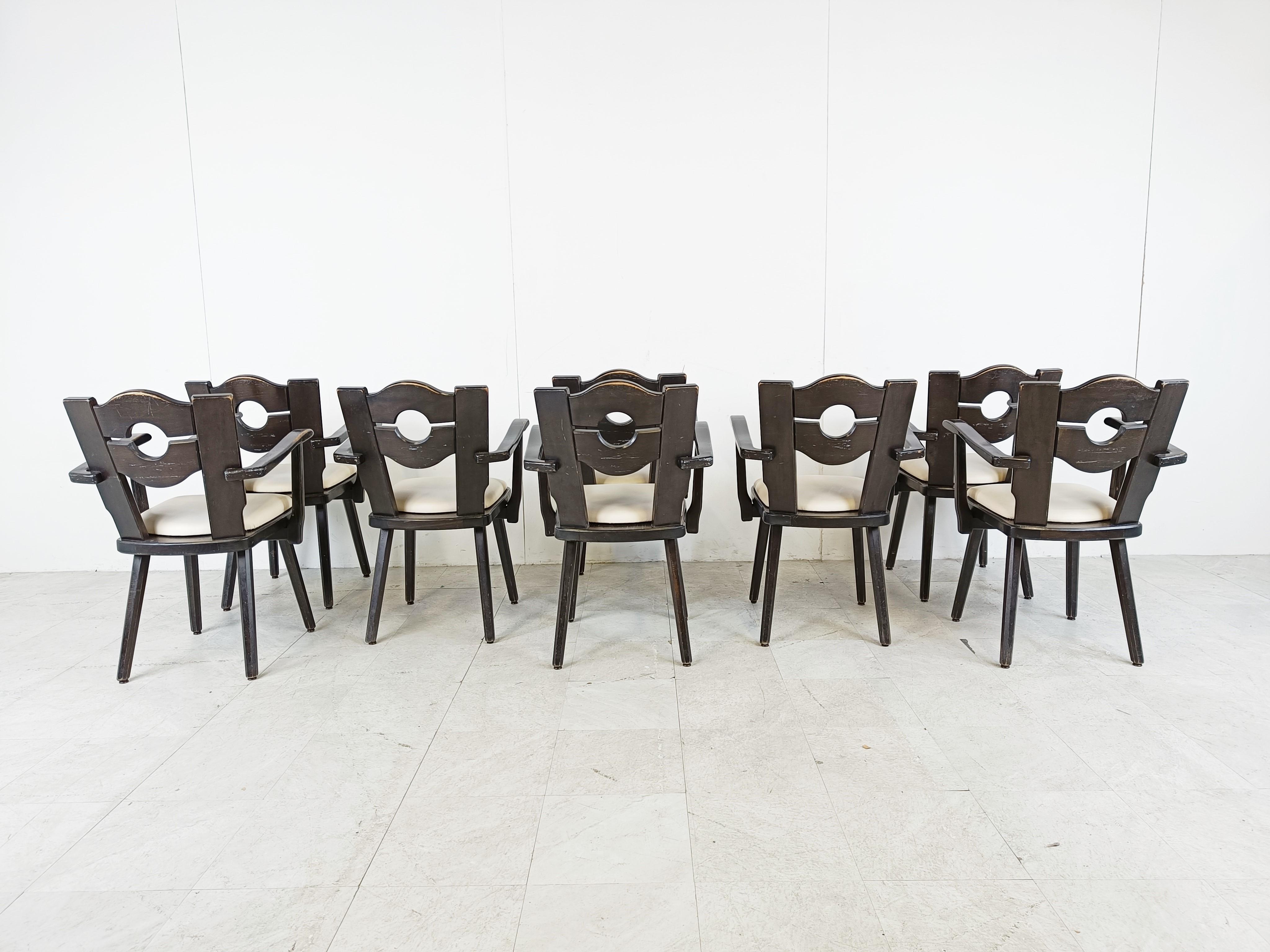 Mid-20th Century Vintage Brutalist Dining Chairs, Set of 8, 1960s For Sale
