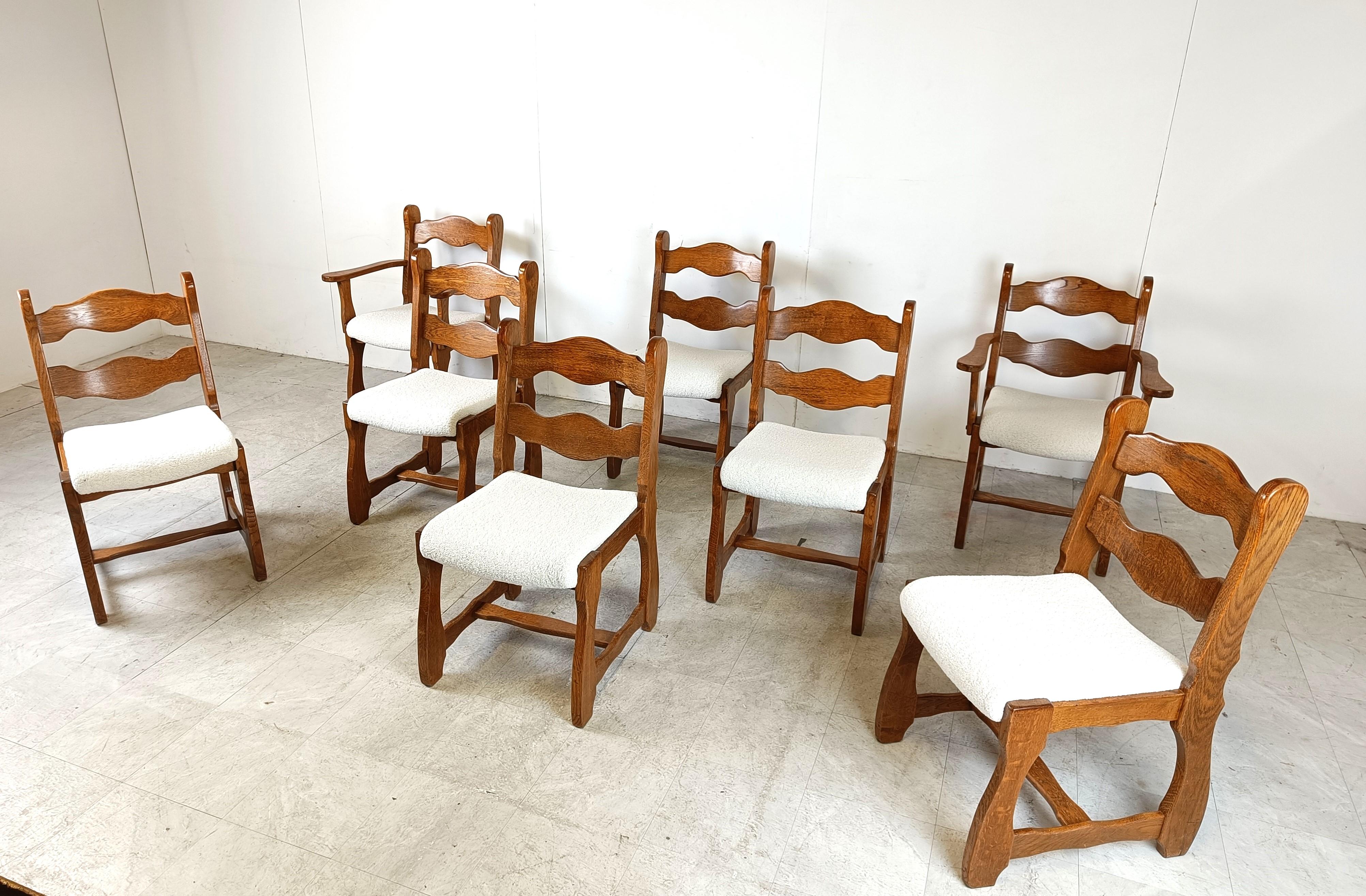 Vintage brutalist dining chairs, set of 8 - 1960s 1