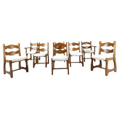 Vintage brutalist dining chairs, set of 8 - 1960s