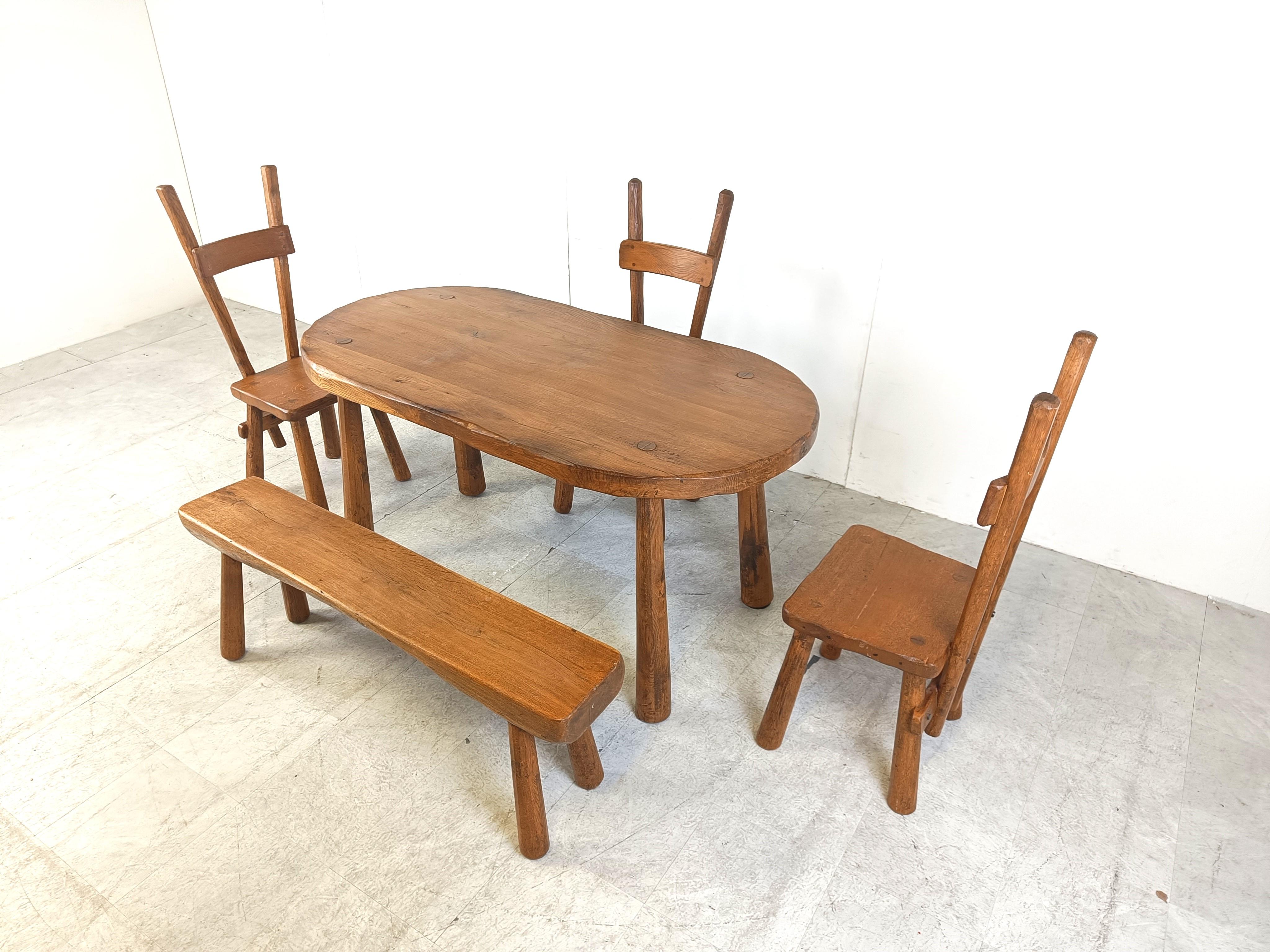 Vintage brutalist dining set, 1960s For Sale 3