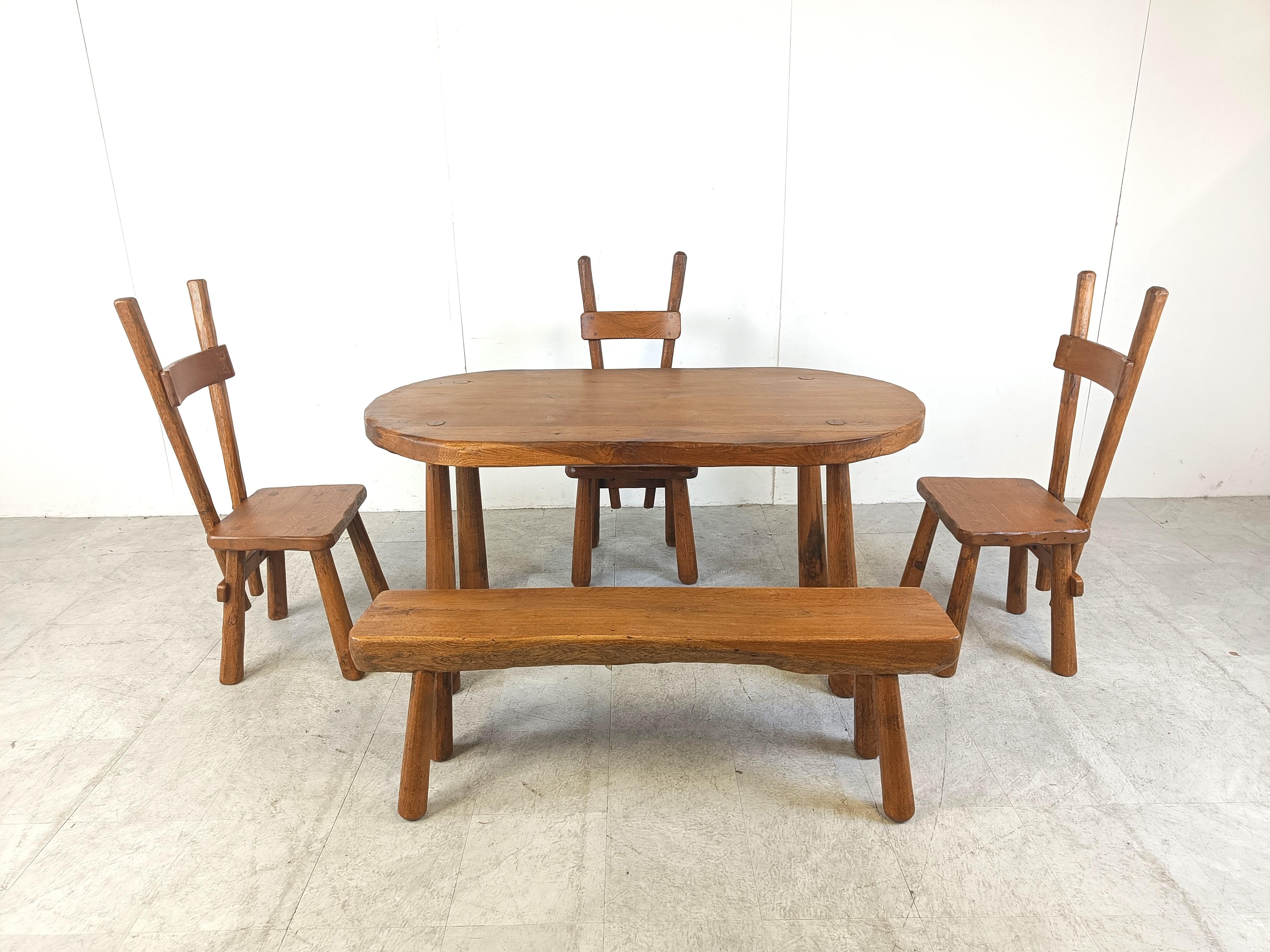 French Vintage brutalist dining set, 1960s For Sale