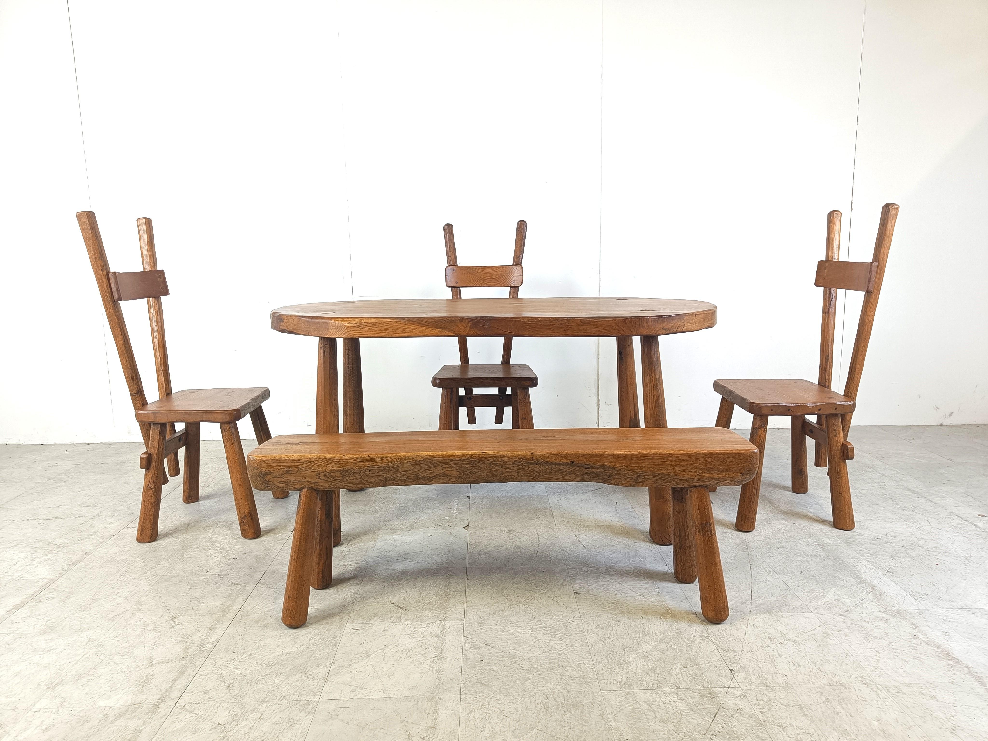 Vintage brutalist dining set, 1960s In Excellent Condition For Sale In Leuven, Vlaams Gewest