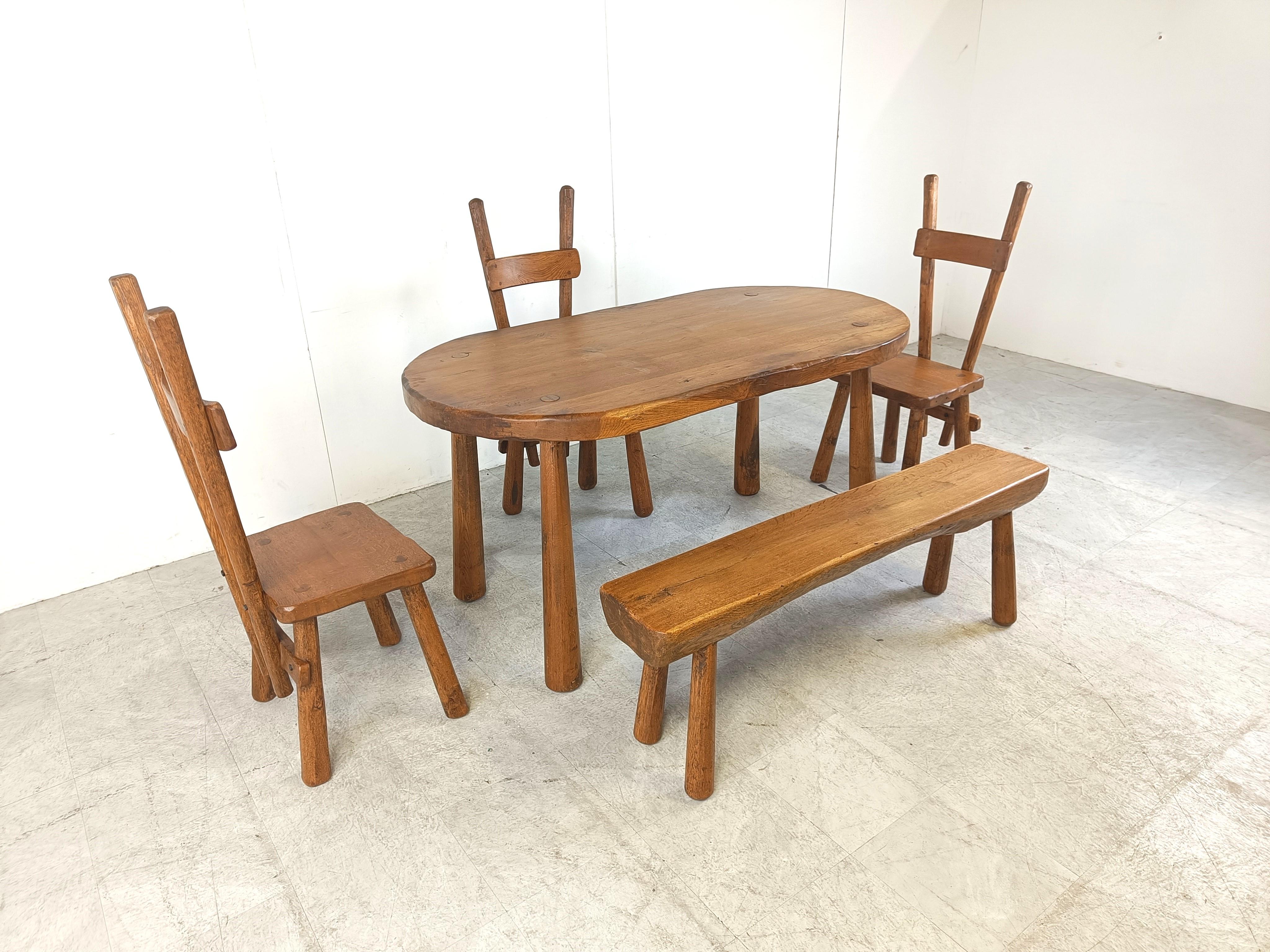 Vintage brutalist dining set, 1960s For Sale 1