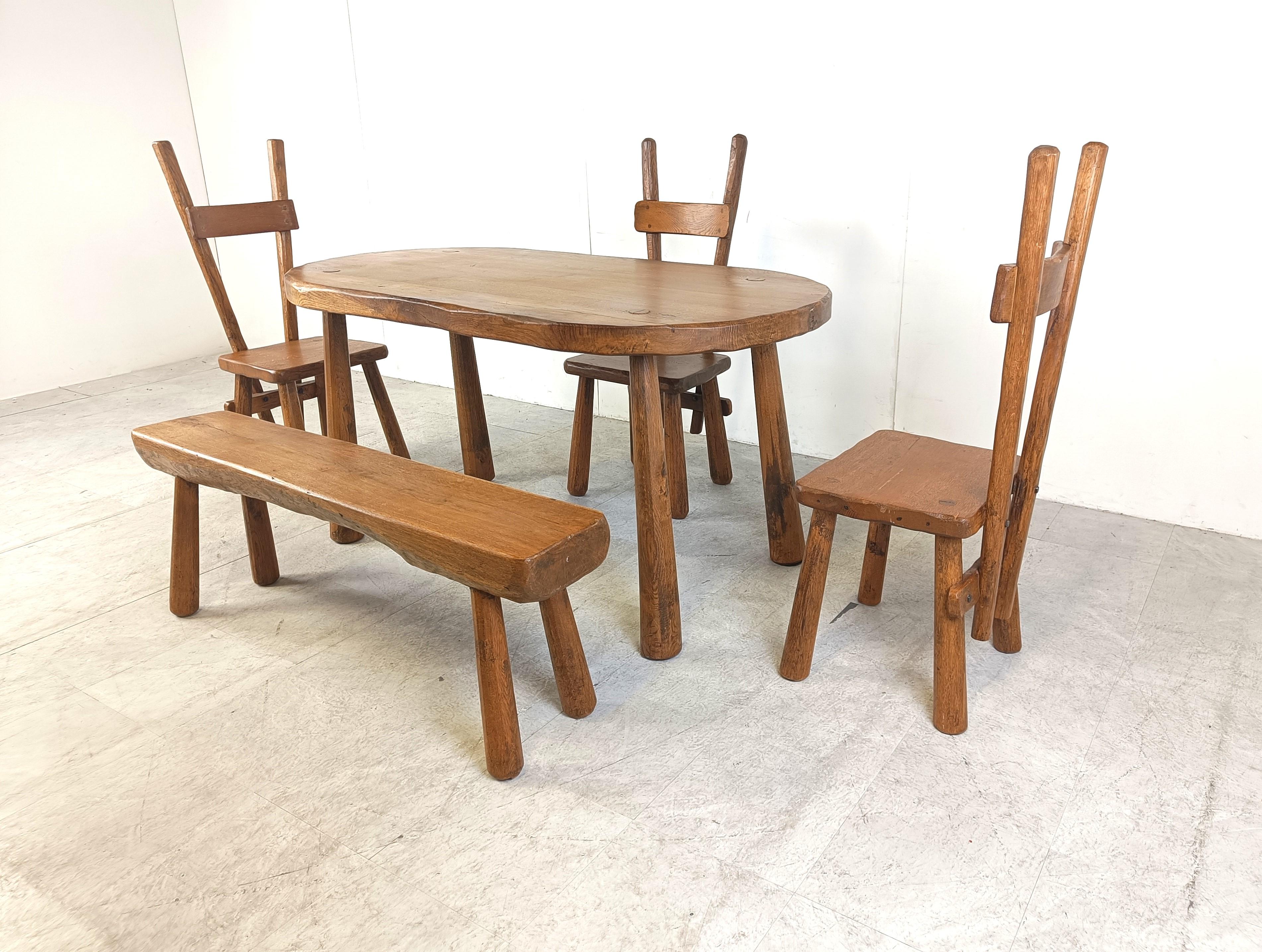 Vintage brutalist dining set, 1960s For Sale 2