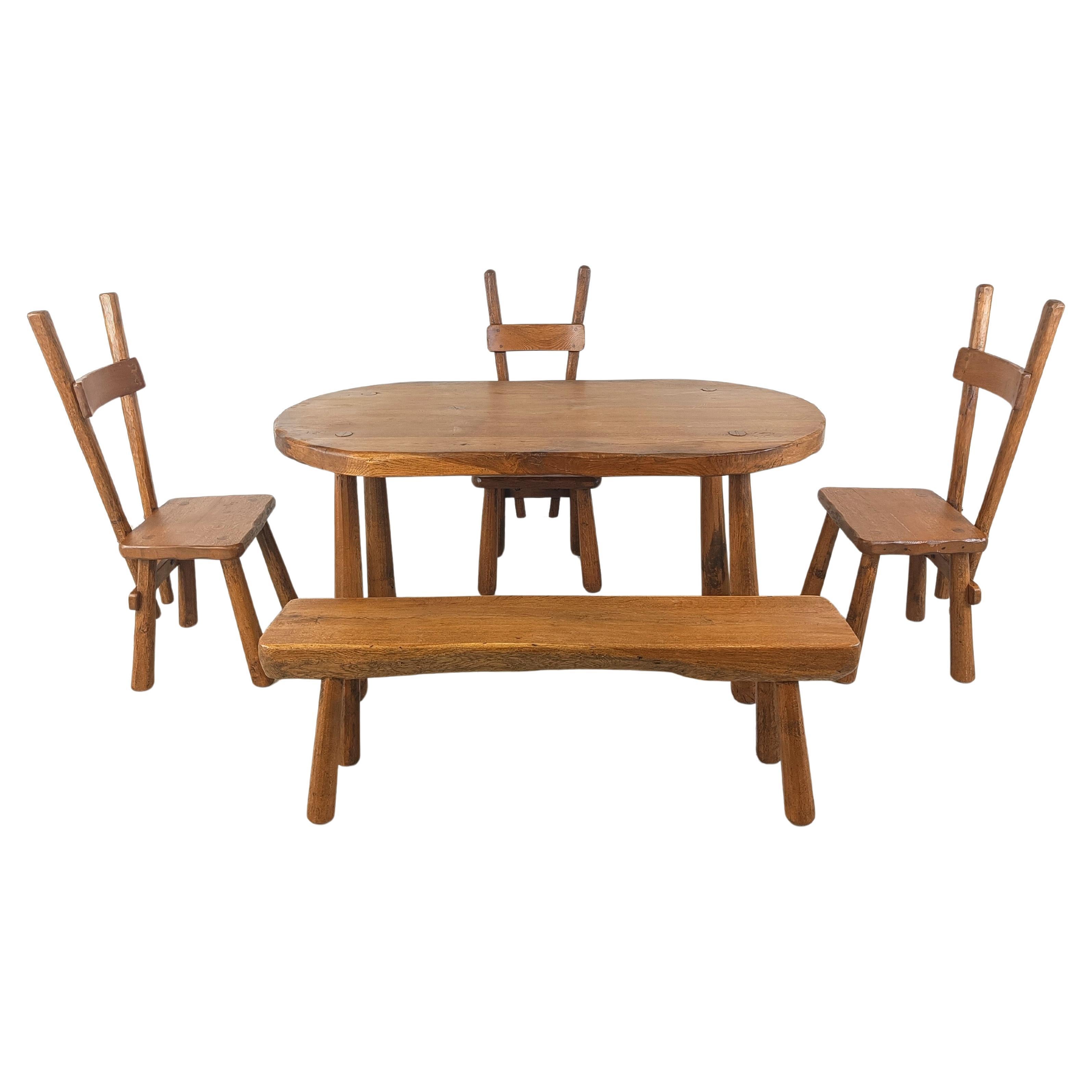 Vintage brutalist dining set, 1960s For Sale