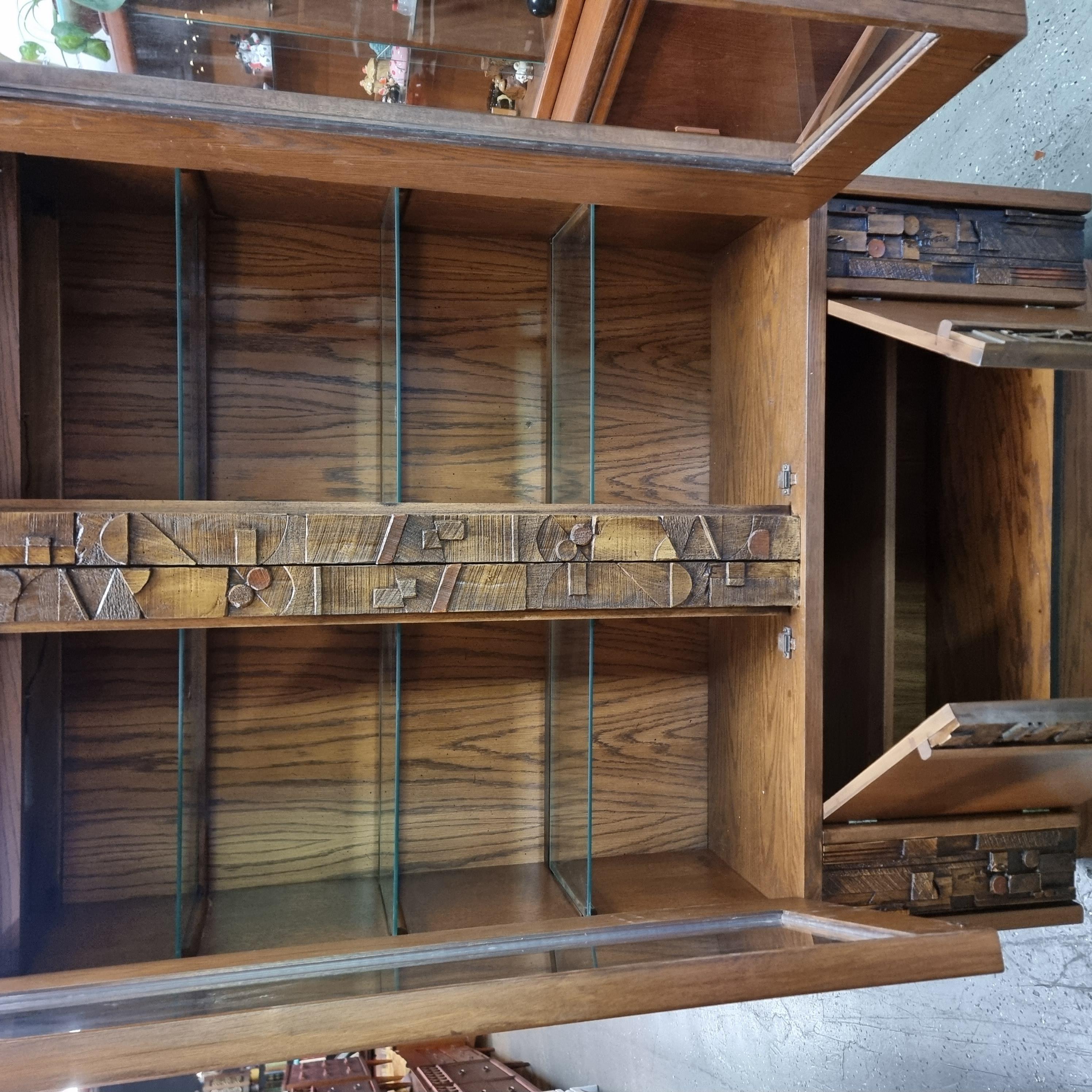 Monumental Brutalist display cabinet by Lane for their 