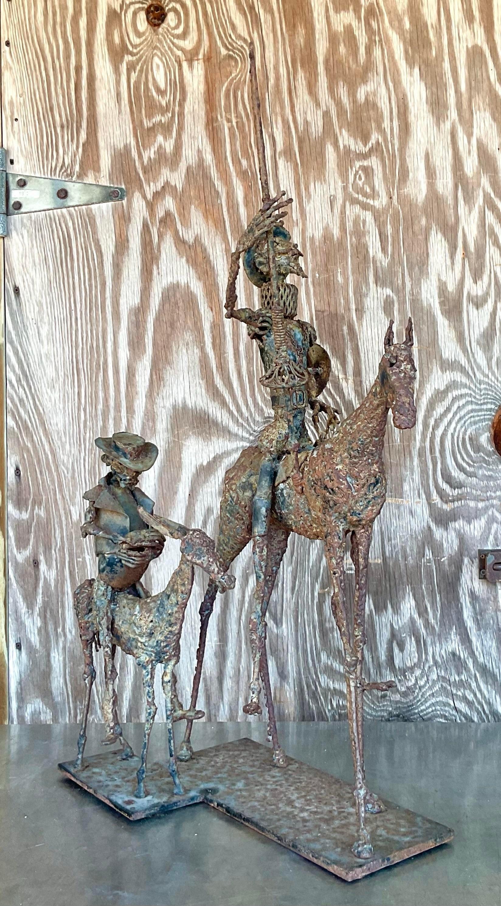 Vintage Brutalist Don Quixote Iron Sculpture 5