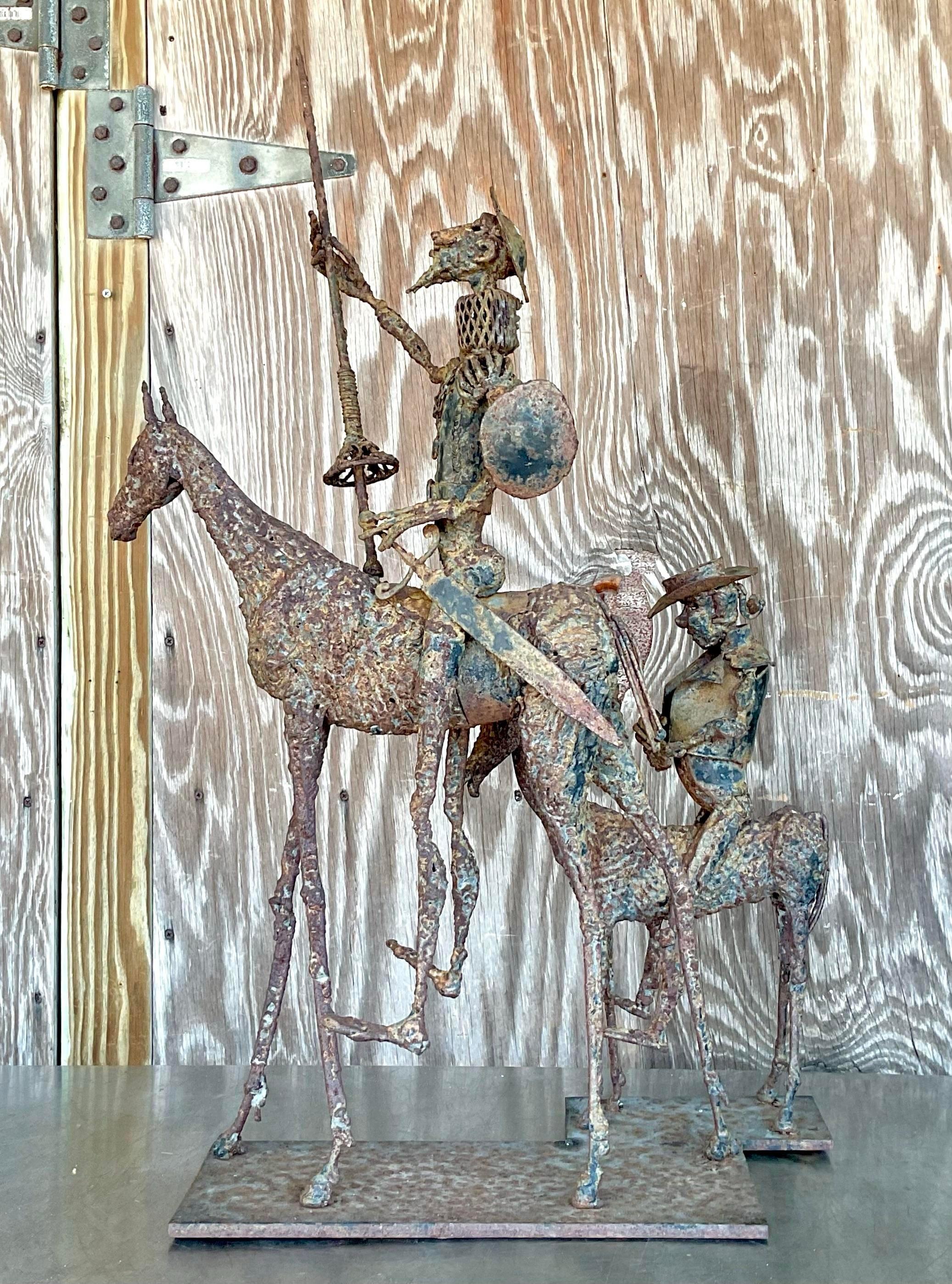 Vintage Brutalist Don Quixote Iron Sculpture 6