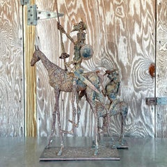 Vintage Brutalist Don Quixote Iron Sculpture