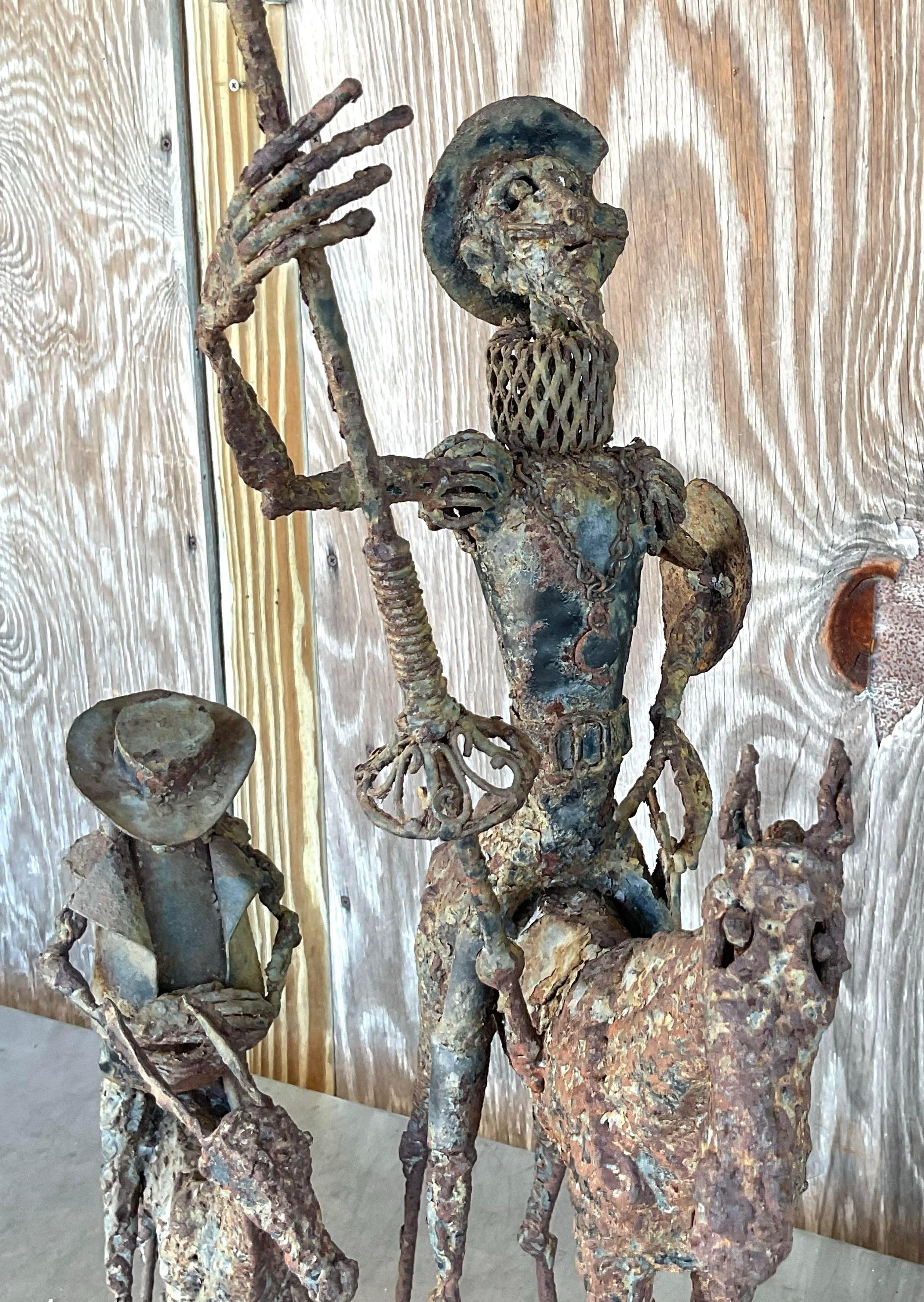 Vintage Brutalist Don Quixote Iron Sculpture 2