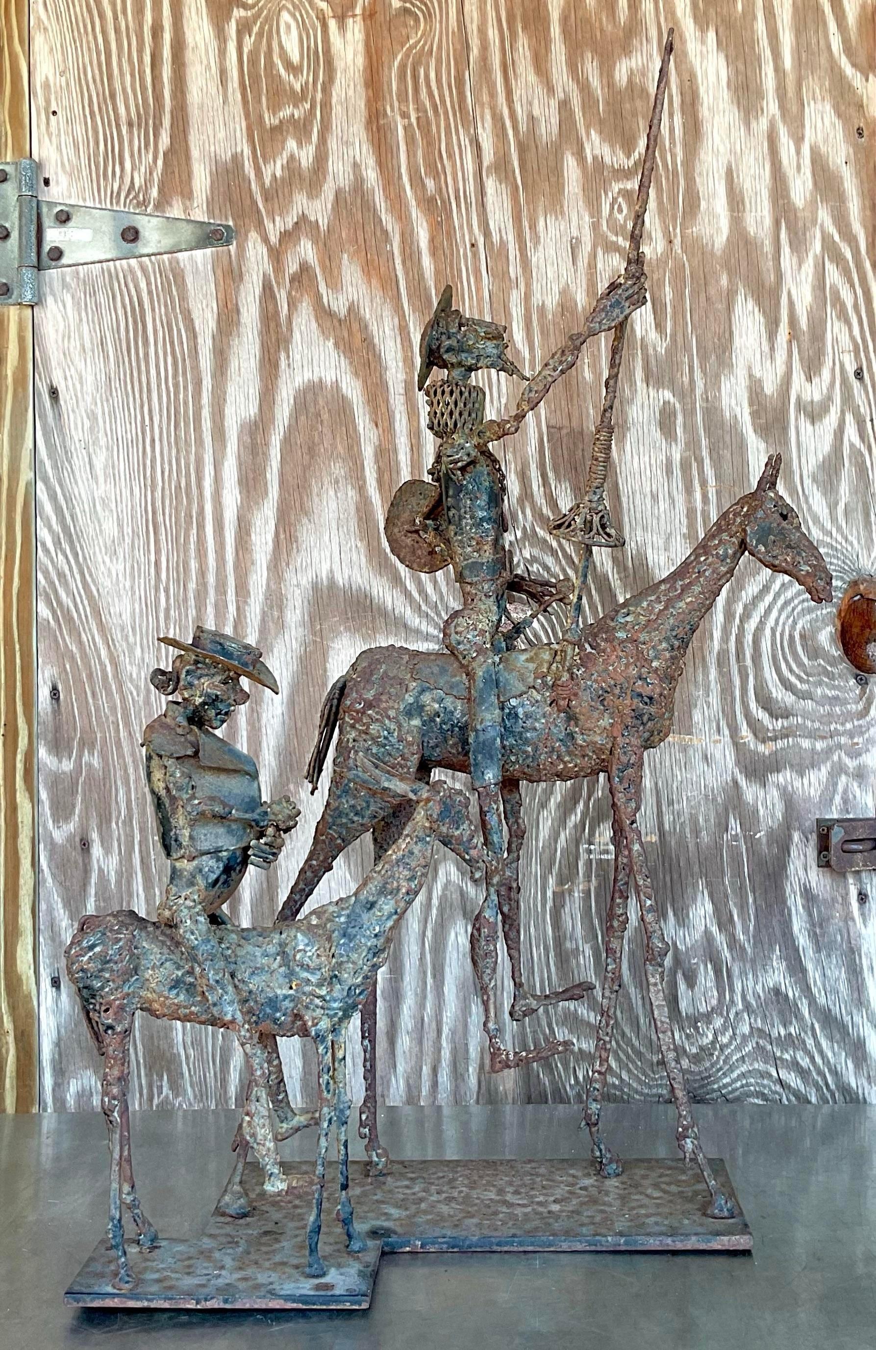 Vintage Brutalist Don Quixote Iron Sculpture 3