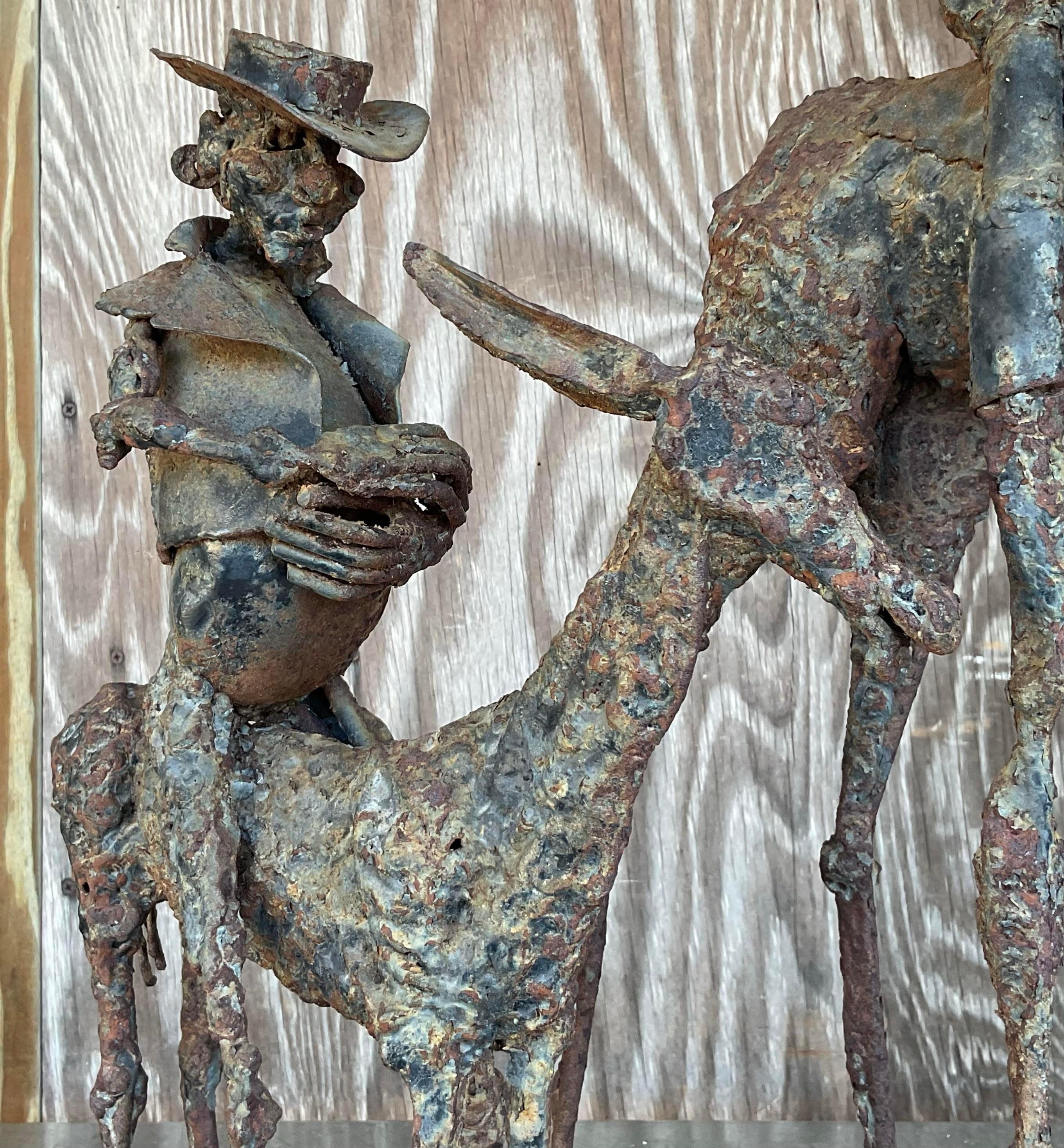 Vintage Brutalist Don Quixote Iron Sculpture 4
