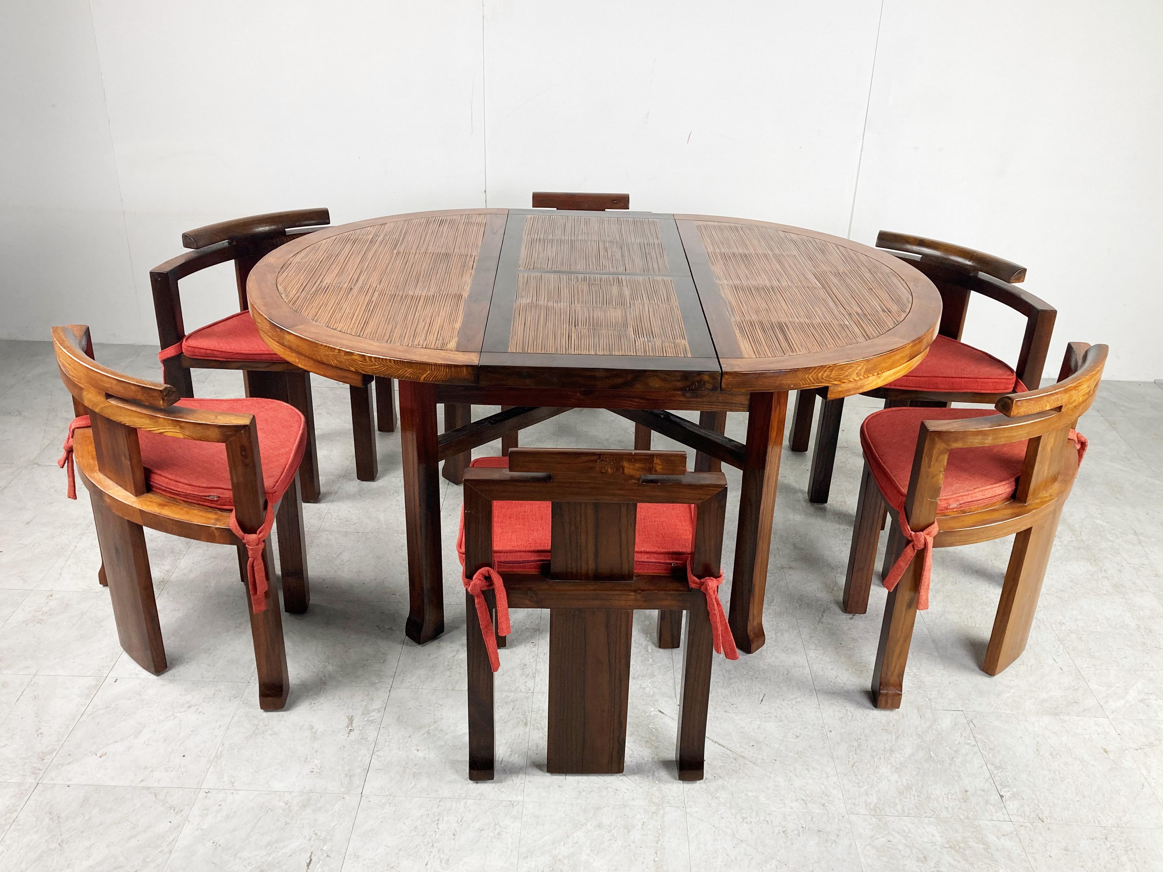 Vintage Brutalist Extendable Dining Table and Chairs, 1970s 5