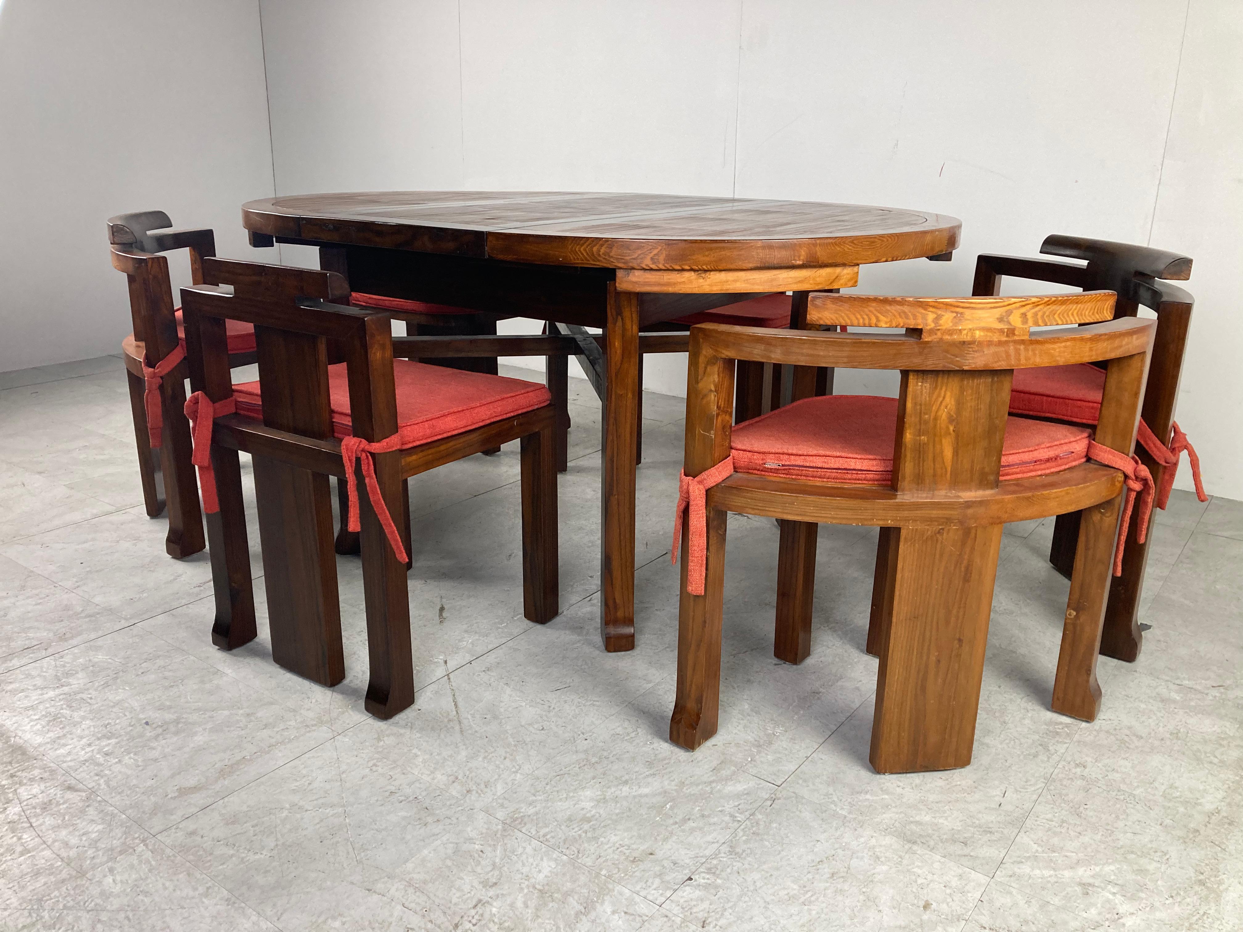 Vintage Brutalist Extendable Dining Table and Chairs, 1970s 6
