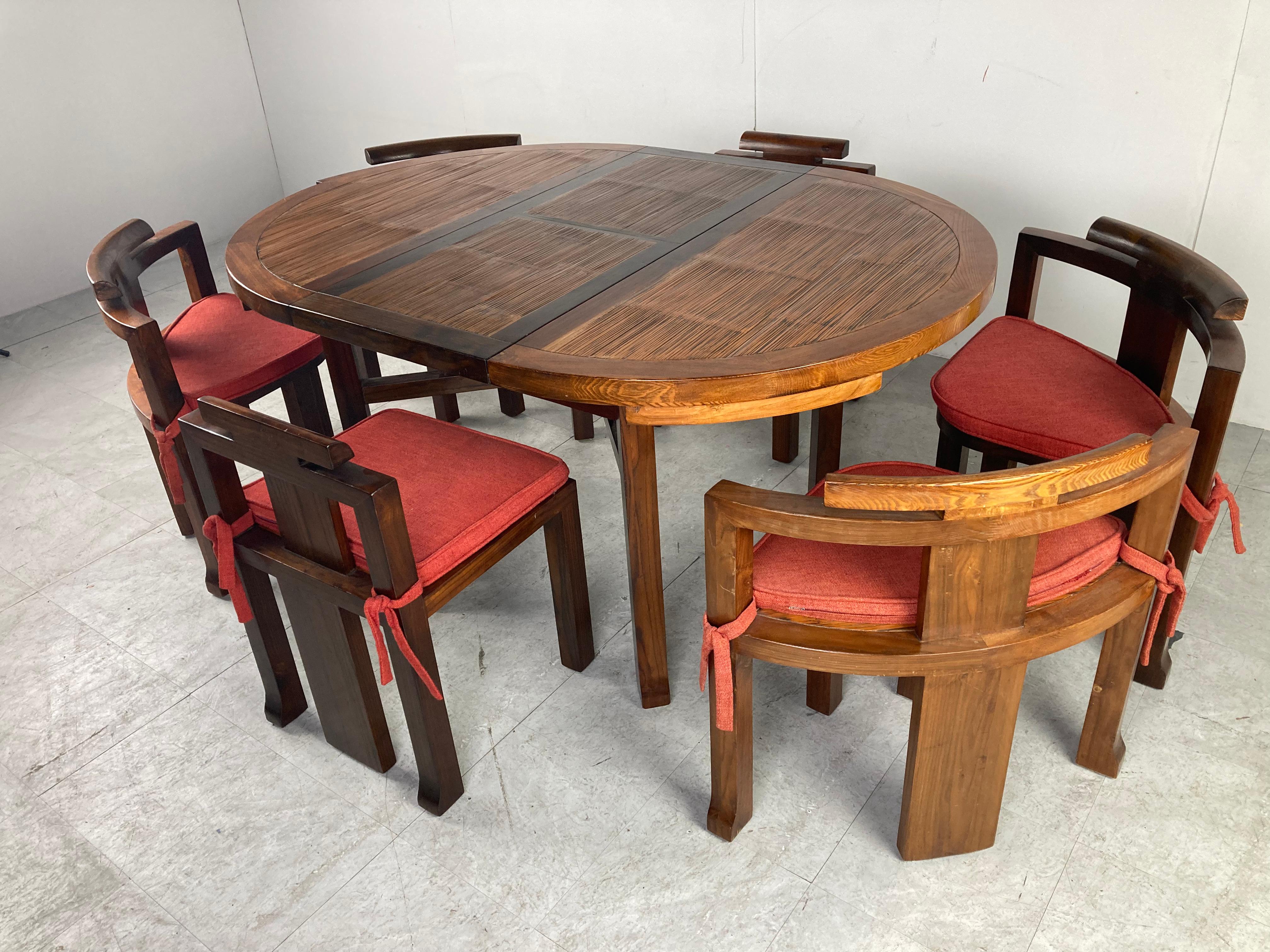 Vintage Brutalist Extendable Dining Table and Chairs, 1970s 7