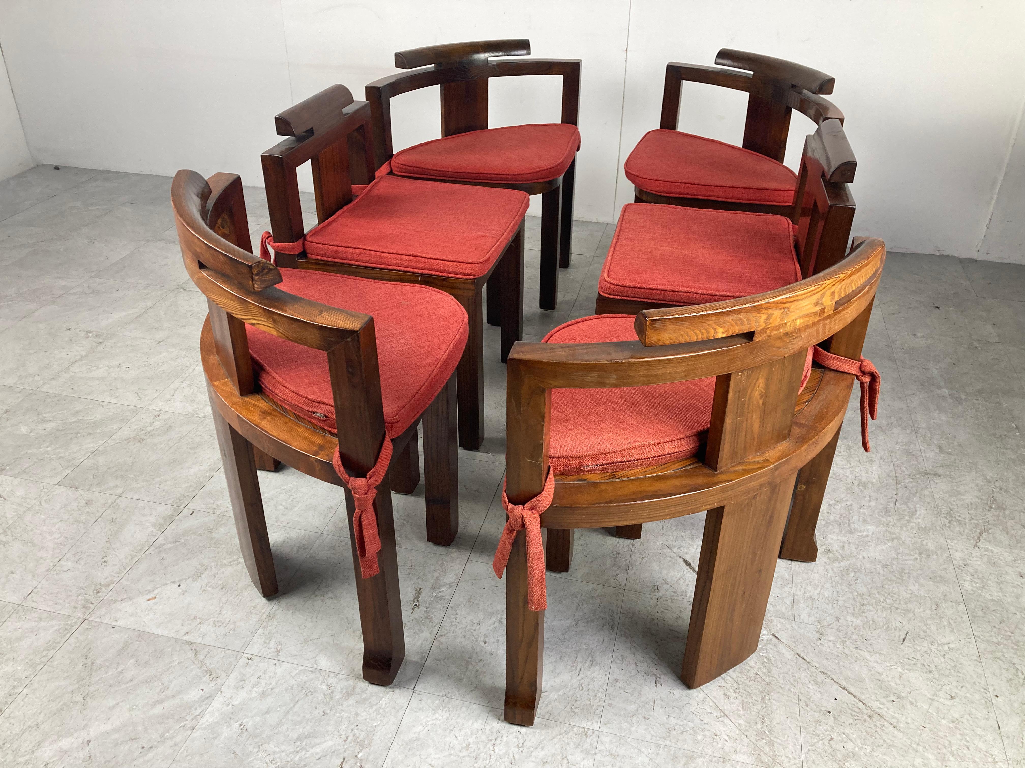 Vintage Brutalist Extendable Dining Table and Chairs, 1970s 8